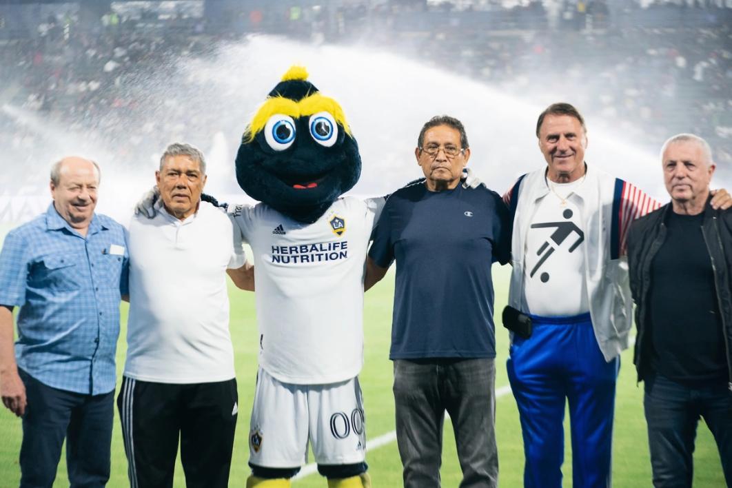 Members of Maccabee LA honored at the LA Galaxy v LAFC Open Cup Round of 16 game in 2022