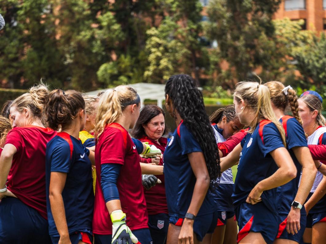 The U20 WYNT huddles up at practice