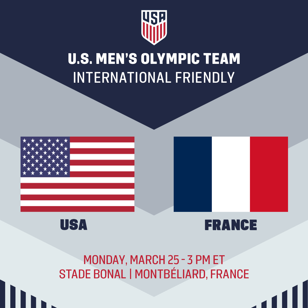 US Mens Olympic Soccer Team Set To Face France On March 25 In Montbeliard