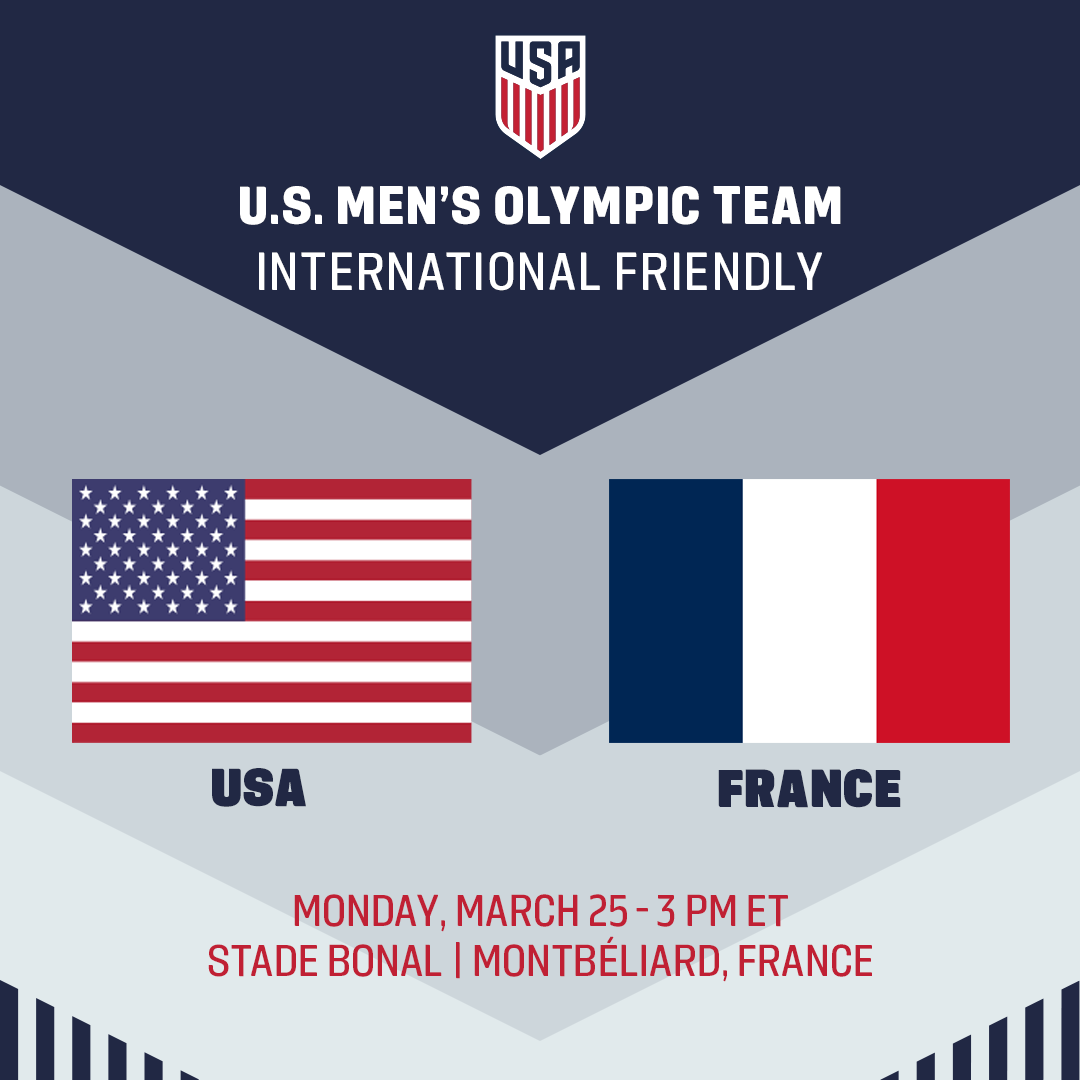 U.S. Men’s Olympic Soccer Team Set to Face France on March 25 in Montbeliard