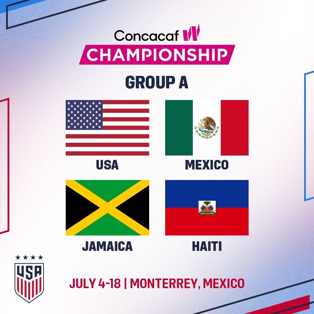 USA Will Face Mexico Jamaica and Haiti in Group A at the 2022 Concacaf W Championship