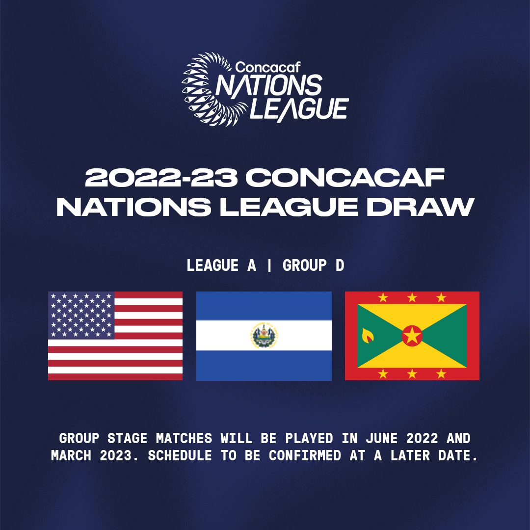 U.S. Men’s National Team Draws El Salvador and Grenada in 2022-23 Concacaf Nations League