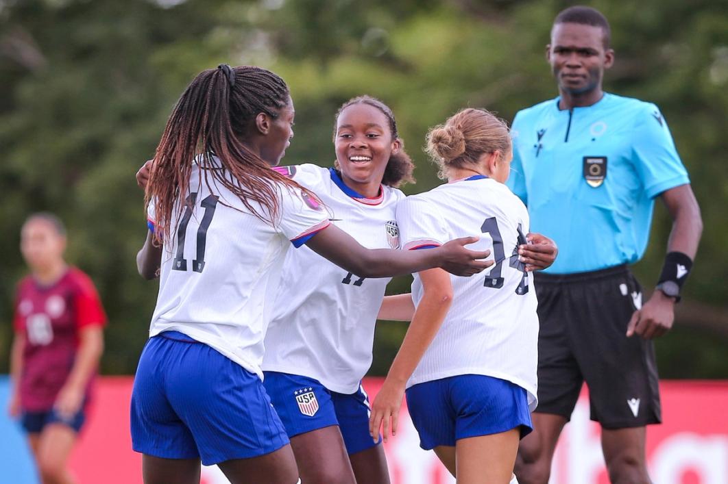 Three members of the US U-15 WYNT celebrate during a match against Costa Rica​​​​‌﻿‍﻿​‍​‍‌‍﻿﻿‌﻿​‍‌‍‍‌‌‍‌﻿‌‍‍‌‌‍﻿‍​‍​‍​﻿‍‍​‍​‍‌﻿​﻿‌‍​‌‌‍﻿‍‌‍‍‌‌﻿‌​‌﻿‍‌​‍﻿‍‌‍‍‌‌‍﻿﻿​‍​‍​‍﻿​​‍​‍‌‍‍​‌﻿​‍‌‍‌‌‌‍‌‍​‍​‍​﻿‍‍​‍​‍‌‍‍​‌﻿‌​‌﻿‌​‌﻿​​‌﻿​﻿​﻿‍‍​‍﻿﻿​‍﻿﻿‌﻿‌‌‌﻿​﻿‌﻿​﻿‌‍‌‍​‍﻿‍‌﻿​﻿‌‍​‌‌‍﻿‍‌‍‍‌‌﻿‌​‌﻿‍‌​‍﻿‍‌﻿​﻿‌﻿‌​‌﻿‌‌‌‍‌​‌‍‍‌‌‍﻿﻿​‍﻿﻿‌‍‍‌‌‍﻿‍‌﻿‌​‌‍‌‌‌‍﻿‍‌﻿‌​​‍﻿﻿‌‍‌‌‌‍‌​‌‍‍‌‌﻿‌​​‍﻿﻿‌‍﻿‌‌‍﻿﻿‌‍‌​‌‍‌‌​﻿﻿‌‌﻿​​‌﻿​‍‌‍‌‌‌﻿​﻿‌‍‌‌‌‍﻿‍‌﻿‌​‌‍​‌‌﻿‌​‌‍‍‌‌‍﻿﻿‌‍﻿‍​﻿‍﻿‌‍‍‌‌‍‌​​﻿﻿‌​﻿‌‍​﻿‌‍​﻿​﻿​﻿‍‌​﻿‍‌​﻿​‍​﻿‌‍‌‍​‌​‍﻿‌‌‍​‍‌‍​﻿‌‍‌​​﻿​​​‍﻿‌​﻿‌​‌‍​‌​﻿​﻿​﻿​﻿​‍﻿‌​﻿‍‌‌‍‌‌‌‍​‌​﻿‍‌​‍﻿‌​﻿​‍​﻿​‍​﻿​‌​﻿‌‍​﻿​​​﻿‌‌​﻿‍​​﻿‌‌​﻿​‍​﻿​‌‌‍​﻿‌‍‌‍​﻿‍﻿‌﻿‌​‌﻿‍‌‌﻿​​‌‍‌‌​﻿﻿‌‌﻿​﻿‌﻿‌​‌‍﻿﻿‌﻿​‍‌﻿‍‌​﻿‍﻿‌﻿​​‌‍​‌‌﻿‌​‌‍‍​​﻿﻿‌‌‍​﻿‌‍﻿﻿‌‍﻿‍‌﻿‌​‌‍‌‌‌‍﻿‍‌﻿‌​​‍‌‌​﻿‌‌‌​​‍‌‌﻿﻿‌‍‍﻿‌‍‌‌‌﻿‍‌​‍‌‌​﻿​﻿‌​‌​​‍‌‌​﻿​﻿‌​‌​​‍‌‌​﻿​‍​﻿​‍‌‍​﻿​﻿​​‌‍‌​​﻿​﻿​﻿‍‌‌‍‌‍‌‍​﻿‌‍‌‍‌‍​﻿​﻿​‌​﻿‌‍‌‍‌​​‍‌‌​﻿​‍​﻿​‍​‍‌‌​﻿‌‌‌​‌​​‍﻿‍‌‍‍‌‌‍﻿‌‌‍​‌‌‍‌﻿‌‍‌‌‌​‌​‌‍‌‌‌﻿​﻿‌‍‍﻿‌﻿‌​‌‍﻿﻿‌﻿​​​‍﻿‍‌‍​‌‌‍﻿​‌﻿‌​​﻿﻿﻿‌‍​‍‌‍​‌‌﻿​﻿‌‍‌‌‌‌‌‌‌﻿​‍‌‍﻿​​﻿﻿‌‌‍‍​‌﻿‌​‌﻿‌​‌﻿​​‌﻿​﻿​‍‌‌​﻿​﻿‌​​‌​‍‌‌​﻿​‍‌​‌‍​‍‌‌​﻿​‍‌​‌‍‌﻿‌‌‌﻿​﻿‌﻿​﻿‌‍‌‍​‍﻿‍‌﻿​﻿‌‍​‌‌‍﻿‍‌‍‍‌‌﻿‌​‌﻿‍‌​‍﻿‍‌﻿​﻿‌﻿‌​‌﻿‌‌‌‍‌​‌‍‍‌‌‍﻿﻿​‍‌‍‌‍‍‌‌‍‌​​﻿﻿‌​﻿‌‍​﻿‌‍​﻿​﻿​﻿‍‌​﻿‍‌​﻿​‍​﻿‌‍‌‍​‌​‍﻿‌‌‍​‍‌‍​﻿‌‍‌​​﻿​​​‍﻿‌​﻿‌​‌‍​‌​﻿​﻿​﻿​﻿​‍﻿‌​﻿‍‌‌‍‌‌‌‍​‌​﻿‍‌​‍﻿‌​﻿​‍​﻿​‍​﻿​‌​﻿‌‍​﻿​​​﻿‌‌​﻿‍​​﻿‌‌​﻿​‍​﻿​‌‌‍​﻿‌‍‌‍​‍‌‍‌﻿‌​‌﻿‍‌‌﻿​​‌‍‌‌​﻿﻿‌‌﻿​﻿‌﻿‌​‌‍﻿﻿‌﻿​‍‌﻿‍‌​‍‌‍‌﻿​​‌‍​‌‌﻿‌​‌‍‍​​﻿﻿‌‌‍​﻿‌‍﻿﻿‌‍﻿‍‌﻿‌​‌‍‌‌‌‍﻿‍‌﻿‌​​‍‌‌​﻿‌‌‌​​‍‌‌﻿﻿‌‍‍﻿‌‍‌‌‌﻿‍‌​‍‌‌​﻿​﻿‌​‌​​‍‌‌​﻿​﻿‌​‌​​‍‌‌​﻿​‍​﻿​‍‌‍​﻿​﻿​​‌‍‌​​﻿​﻿​﻿‍‌‌‍‌‍‌‍​﻿‌‍‌‍‌‍​﻿​﻿​‌​﻿‌‍‌‍‌​​‍‌‌​﻿​‍​﻿​‍​‍‌‌​﻿‌‌‌​‌​​‍﻿‍‌‍‍‌‌‍﻿‌‌‍​‌‌‍‌﻿‌‍‌‌‌​‌​‌‍‌‌‌﻿​﻿‌‍‍﻿‌﻿‌​‌‍﻿﻿‌﻿​​​‍﻿‍‌‍​‌‌‍﻿​‌﻿‌​​‍​‍‌﻿﻿‌