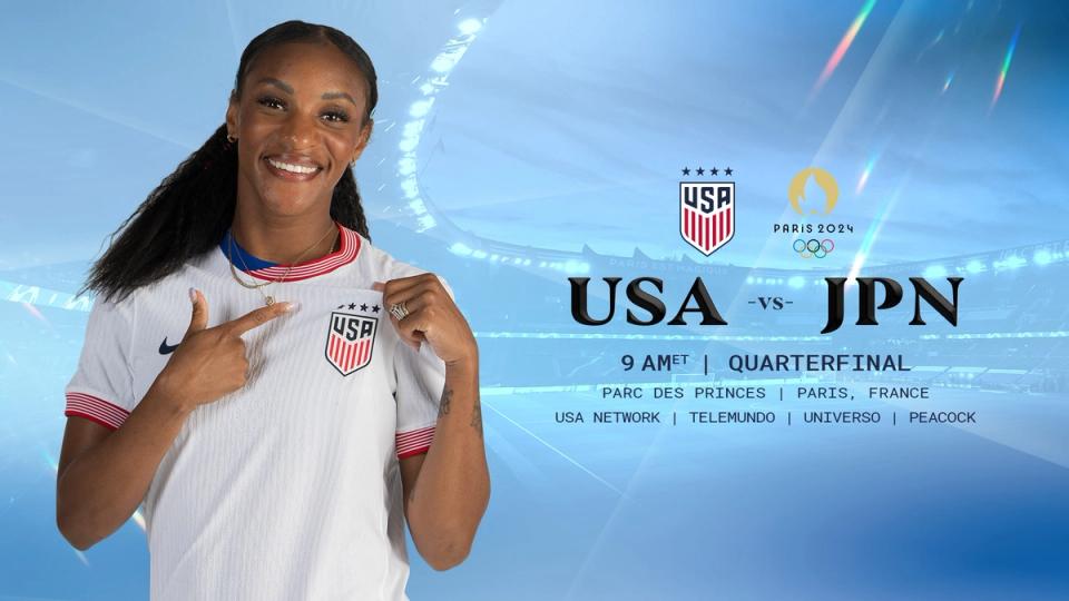 Graphic with Crystal Dunn and text JPN vs USA 9 am ET Quarterfinal Parc des Princes Paris, France USA Network Telemundo Universo Peacock​​​​‌﻿‍﻿​‍​‍‌‍﻿﻿‌﻿​‍‌‍‍‌‌‍‌﻿‌‍‍‌‌‍﻿‍​‍​‍​﻿‍‍​‍​‍‌﻿​﻿‌‍​‌‌‍﻿‍‌‍‍‌‌﻿‌​‌﻿‍‌​‍﻿‍‌‍‍‌‌‍﻿﻿​‍​‍​‍﻿​​‍​‍‌‍‍​‌﻿​‍‌‍‌‌‌‍‌‍​‍​‍​﻿‍‍​‍​‍‌‍‍​‌﻿‌​‌﻿‌​‌﻿​​‌﻿​﻿​﻿‍‍​‍﻿﻿​‍﻿﻿‌﻿‌‌‌﻿​﻿‌﻿​﻿‌‍‌‍​‍﻿‍‌﻿​﻿‌‍​‌‌‍﻿‍‌‍‍‌‌﻿‌​‌﻿‍‌​‍﻿‍‌﻿​﻿‌﻿‌​‌﻿‌‌‌‍‌​‌‍‍‌‌‍﻿﻿​‍﻿﻿‌‍‍‌‌‍﻿‍‌﻿‌​‌‍‌‌‌‍﻿‍‌﻿‌​​‍﻿﻿‌‍‌‌‌‍‌​‌‍‍‌‌﻿‌​​‍﻿﻿‌‍﻿‌‌‍﻿﻿‌‍‌​‌‍‌‌​﻿﻿‌‌﻿​​‌﻿​‍‌‍‌‌‌﻿​﻿‌‍‌‌‌‍﻿‍‌﻿‌​‌‍​‌‌﻿‌​‌‍‍‌‌‍﻿﻿‌‍﻿‍​﻿‍﻿‌‍‍‌‌‍‌​​﻿﻿‌​﻿‌‌​﻿‌﻿​﻿​﻿‌‍​﻿​﻿​‍‌‍​﻿​﻿​‍​﻿‌​​‍﻿‌​﻿​﻿​﻿​‍​﻿​‍​﻿​​​‍﻿‌​﻿‌​​﻿‌‍​﻿‌﻿​﻿‌‌​‍﻿‌​﻿‍​‌‍‌‍​﻿​‍​﻿‌‌​‍﻿‌‌‍‌‌​﻿‌‍​﻿‌​‌‍​﻿​﻿‍​‌‍​‍​﻿‌​​﻿​‌​﻿‌‌​﻿‌‍‌‍‌‍​﻿​‍​﻿‍﻿‌﻿‌​‌﻿‍‌‌﻿​​‌‍‌‌​﻿﻿‌‌﻿​﻿‌﻿‌​‌‍﻿﻿‌﻿​‍‌﻿‍‌​﻿‍﻿‌﻿​​‌‍​‌‌﻿‌​‌‍‍​​﻿﻿‌‌‍​﻿‌‍﻿﻿‌‍﻿‍‌﻿‌​‌‍‌‌‌‍﻿‍‌﻿‌​​‍‌‌​﻿‌‌‌​​‍‌‌﻿﻿‌‍‍﻿‌‍‌‌‌﻿‍‌​‍‌‌​﻿​﻿‌​‌​​‍‌‌​﻿​﻿‌​‌​​‍‌‌​﻿​‍​﻿​‍‌‍​‍​﻿​﻿‌‍‌‍​﻿‍‌​﻿‌​​﻿‍‌‌‍​﻿​﻿‌​‌‍​‍‌‍​﻿‌‍​﻿​﻿‍‌​‍‌‌​﻿​‍​﻿​‍​‍‌‌​﻿‌‌‌​‌​​‍﻿‍‌‍‍‌‌‍﻿‌‌‍​‌‌‍‌﻿‌‍‌‌‌​﻿‌‌‍﻿﻿‌‍​‍‌‍‍‌‌‍﻿​‌‍‌‌​‍﻿‍‌‍​‌‌‍﻿​‌﻿‌​​﻿﻿﻿‌‍​‍‌‍​‌‌﻿​﻿‌‍‌‌‌‌‌‌‌﻿​‍‌‍﻿​​﻿﻿‌‌‍‍​‌﻿‌​‌﻿‌​‌﻿​​‌﻿​﻿​‍‌‌​﻿​﻿‌​​‌​‍‌‌​﻿​‍‌​‌‍​‍‌‌​﻿​‍‌​‌‍‌﻿‌‌‌﻿​﻿‌﻿​﻿‌‍‌‍​‍﻿‍‌﻿​﻿‌‍​‌‌‍﻿‍‌‍‍‌‌﻿‌​‌﻿‍‌​‍﻿‍‌﻿​﻿‌﻿‌​‌﻿‌‌‌‍‌​‌‍‍‌‌‍﻿﻿​‍‌‍‌‍‍‌‌‍‌​​﻿﻿‌​﻿‌‌​﻿‌﻿​﻿​﻿‌‍​﻿​﻿​‍‌‍​﻿​﻿​‍​﻿‌​​‍﻿‌​﻿​﻿​﻿​‍​﻿​‍​﻿​​​‍﻿‌​﻿‌​​﻿‌‍​﻿‌﻿​﻿‌‌​‍﻿‌​﻿‍​‌‍‌‍​﻿​‍​﻿‌‌​‍﻿‌‌‍‌‌​﻿‌‍​﻿‌​‌‍​﻿​﻿‍​‌‍​‍​﻿‌​​﻿​‌​﻿‌‌​﻿‌‍‌‍‌‍​﻿​‍​‍‌‍‌﻿‌​‌﻿‍‌‌﻿​​‌‍‌‌​﻿﻿‌‌﻿​﻿‌﻿‌​‌‍﻿﻿‌﻿​‍‌﻿‍‌​‍‌‍‌﻿​​‌‍​‌‌﻿‌​‌‍‍​​﻿﻿‌‌‍​﻿‌‍﻿﻿‌‍﻿‍‌﻿‌​‌‍‌‌‌‍﻿‍‌﻿‌​​‍‌‌​﻿‌‌‌​​‍‌‌﻿﻿‌‍‍﻿‌‍‌‌‌﻿‍‌​‍‌‌​﻿​﻿‌​‌​​‍‌‌​﻿​﻿‌​‌​​‍‌‌​﻿​‍​﻿​‍‌‍​‍​﻿​﻿‌‍‌‍​﻿‍‌​﻿‌​​﻿‍‌‌‍​﻿​﻿‌​‌‍​‍‌‍​﻿‌‍​﻿​﻿‍‌​‍‌‌​﻿​‍​﻿​‍​‍‌‌​﻿‌‌‌​‌​​‍﻿‍‌‍‍‌‌‍﻿‌‌‍​‌‌‍‌﻿‌‍‌‌‌​﻿‌‌‍﻿﻿‌‍​‍‌‍‍‌‌‍﻿​‌‍‌‌​‍﻿‍‌‍​‌‌‍﻿​‌﻿‌​​‍​‍‌﻿﻿‌