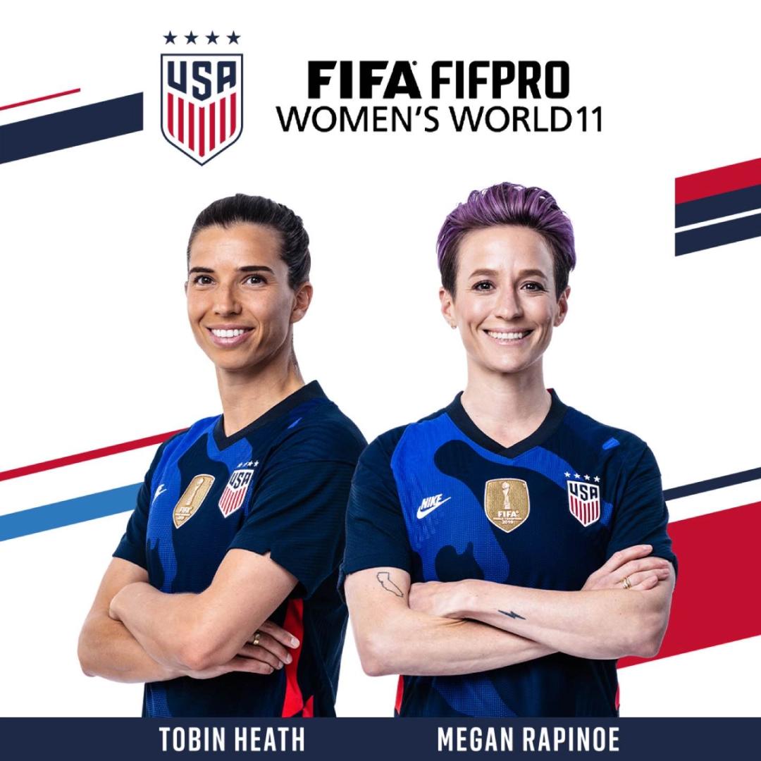 U.S. Women’s National Team Forwards Tobin Heath and Megan Rapinoe Named to the FIFA FIFPro Women’s World11