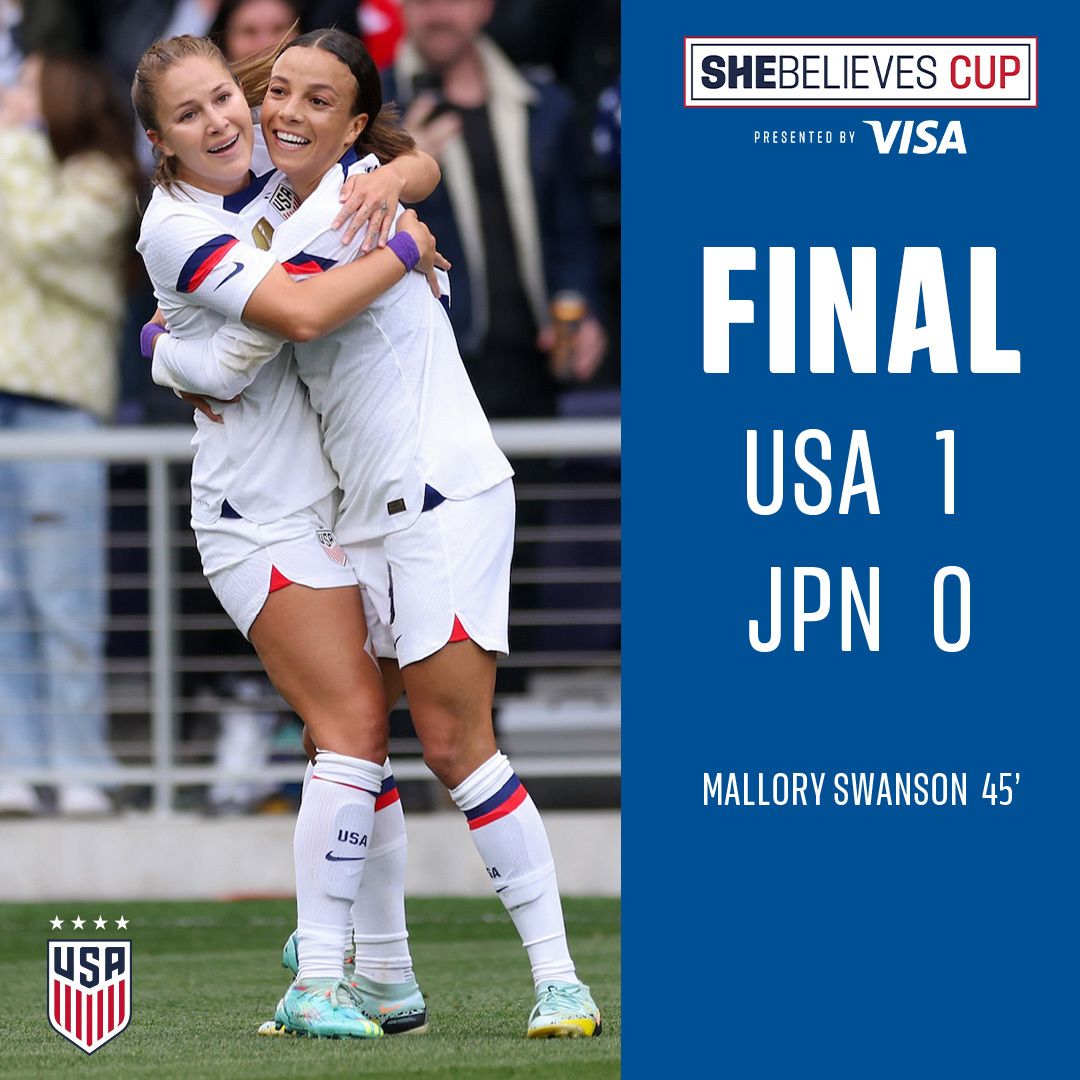 Mallory Swanson Goal Gives USA Important 1-0 Win Against Japan In Second Match Of 2023 SheBelieves Cup, Presented By Visa