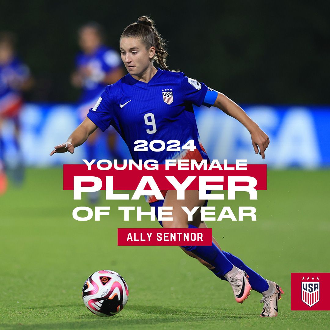 Forward Ally Sentnor Voted 2024 U.S. Soccer Young Female Player of the Year