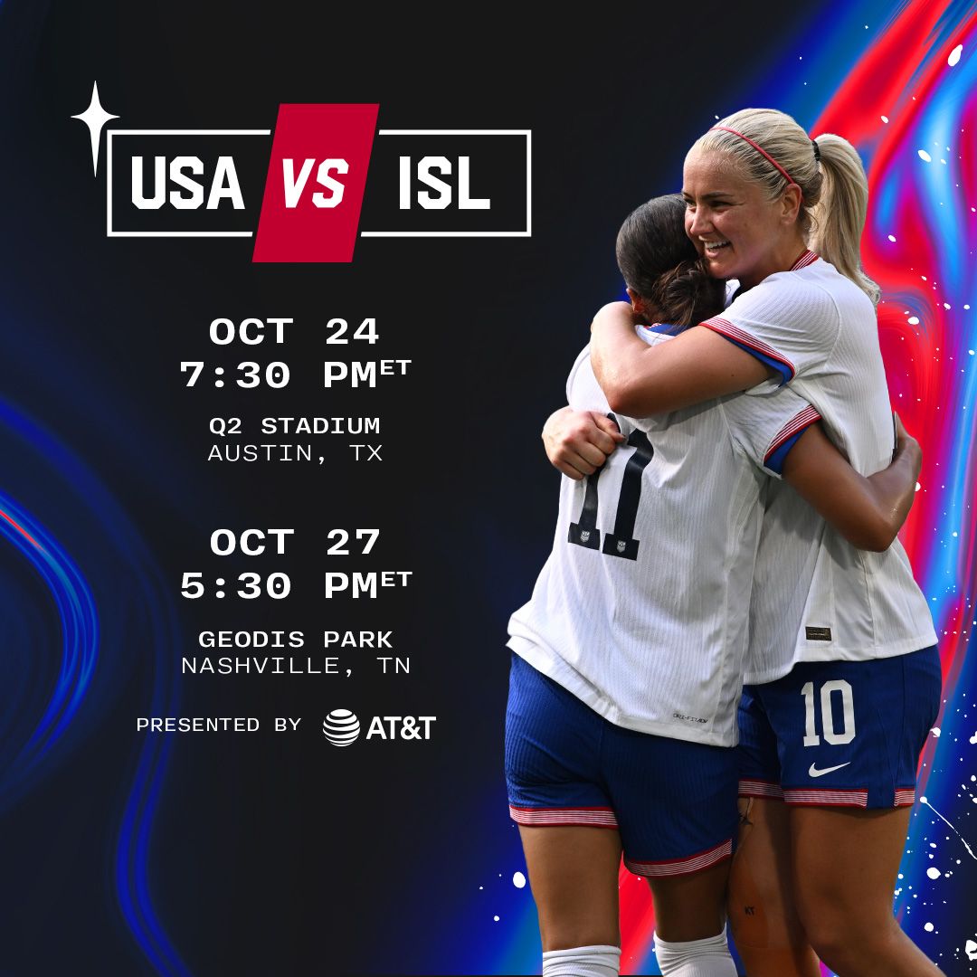 U.S. Women’s National Team to Host Iceland in First Matches Following 2024 Olympics