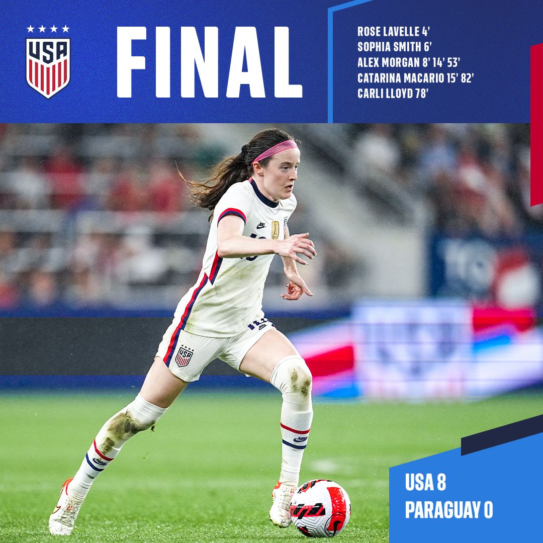 Rose Lavelle Shines in Dynamic Hometown Performance as the U.S. Women’s National Team Defeats Paraguay 8-0