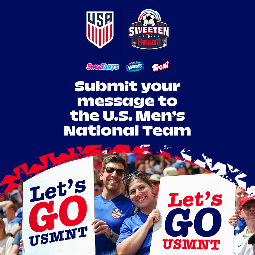 Graphic with Submit your message of support for the USMNT