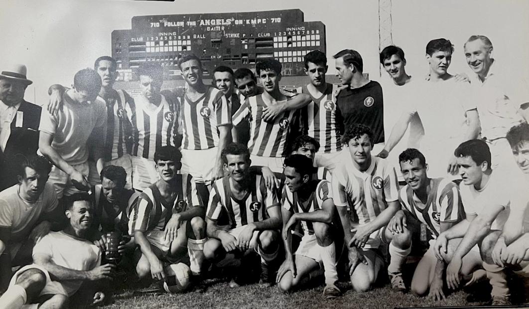 The 1964 LA Kickers after winning the Open Cup Final (second-leg) at LA’s Wrigley Field