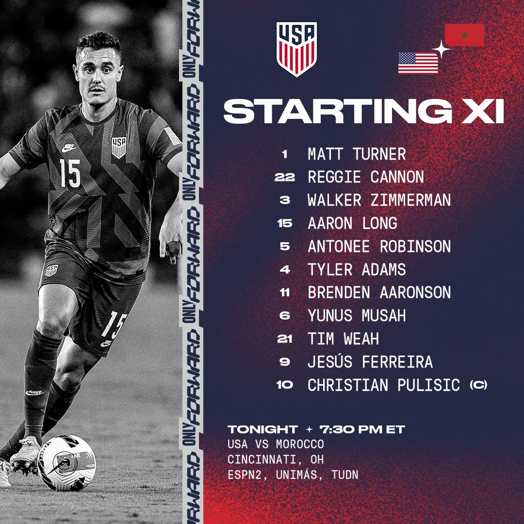 International Friendly USMNT vs Morocco Starting XI Lineup Notes TV Channels Start Time