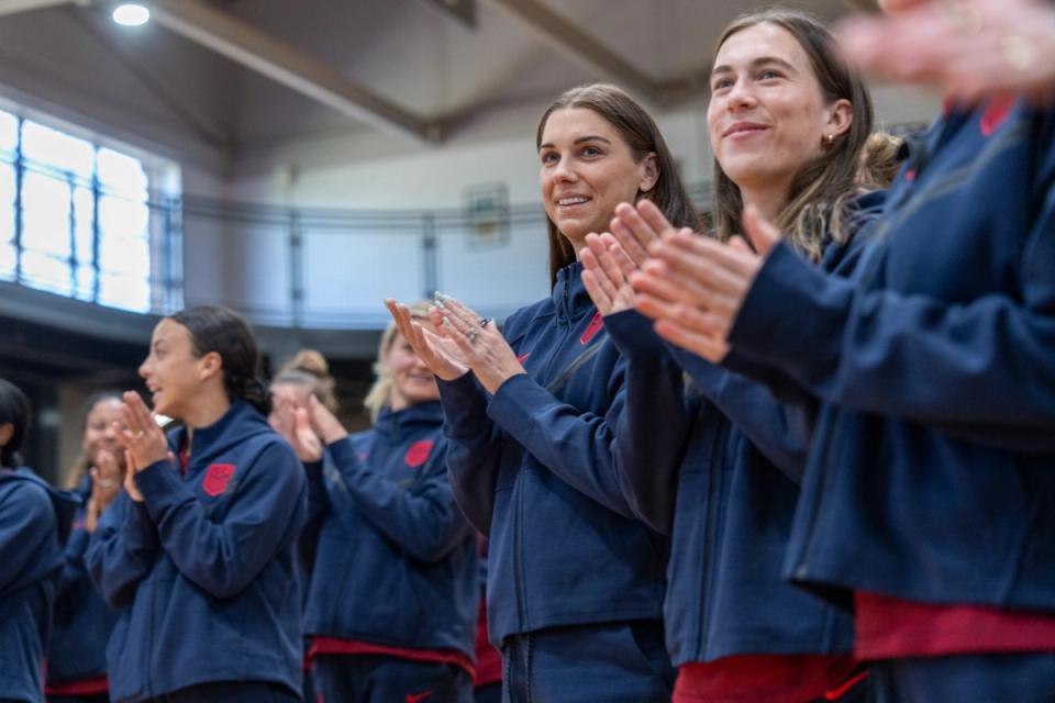 Alex Morgan and Sam Coffey of the United States (Photo by Brad Smith/ISI Photos/USSF)