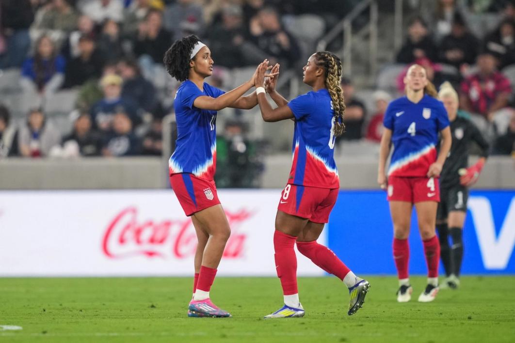 Lily Yohannes and Jaedyn Shaw of the USWNT high five on the pitch during a match​​​​‌﻿‍﻿​‍​‍‌‍﻿﻿‌﻿​‍‌‍‍‌‌‍‌﻿‌‍‍‌‌‍﻿‍​‍​‍​﻿‍‍​‍​‍‌﻿​﻿‌‍​‌‌‍﻿‍‌‍‍‌‌﻿‌​‌﻿‍‌​‍﻿‍‌‍‍‌‌‍﻿﻿​‍​‍​‍﻿​​‍​‍‌‍‍​‌﻿​‍‌‍‌‌‌‍‌‍​‍​‍​﻿‍‍​‍​‍‌‍‍​‌﻿‌​‌﻿‌​‌﻿​​‌﻿​﻿​﻿‍‍​‍﻿﻿​‍﻿﻿‌﻿‌‌‌﻿​﻿‌﻿​﻿‌‍‌‍​‍﻿‍‌﻿​﻿‌‍​‌‌‍﻿‍‌‍‍‌‌﻿‌​‌﻿‍‌​‍﻿‍‌﻿​﻿‌﻿‌​‌﻿‌‌‌‍‌​‌‍‍‌‌‍﻿﻿​‍﻿﻿‌‍‍‌‌‍﻿‍‌﻿‌​‌‍‌‌‌‍﻿‍‌﻿‌​​‍﻿﻿‌‍‌‌‌‍‌​‌‍‍‌‌﻿‌​​‍﻿﻿‌‍﻿‌‌‍﻿﻿‌‍‌​‌‍‌‌​﻿﻿‌‌﻿​​‌﻿​‍‌‍‌‌‌﻿​﻿‌‍‌‌‌‍﻿‍‌﻿‌​‌‍​‌‌﻿‌​‌‍‍‌‌‍﻿﻿‌‍﻿‍​﻿‍﻿‌‍‍‌‌‍‌​​﻿﻿‌​﻿‌﻿​﻿‌‌‌‍‌​‌‍‌​‌‍‌‍​﻿‍‌‌‍‌​​﻿‍‌​‍﻿‌​﻿‌﻿‌‍​﻿‌‍​‍‌‍‌‍​‍﻿‌​﻿‌​​﻿‌‌‌‍‌​​﻿​﻿​‍﻿‌‌‍​‍​﻿​﻿‌‍​‍​﻿‍​​‍﻿‌‌‍​‍​﻿​﻿​﻿​‍‌‍‌‌​﻿​﻿​﻿​﻿‌‍‌​​﻿‌﻿​﻿‌‍‌‍​‍‌‍​‍​﻿‌‌​﻿‍﻿‌﻿‌​‌﻿‍‌‌﻿​​‌‍‌‌​﻿﻿‌‌﻿​﻿‌﻿‌​‌‍﻿﻿‌﻿​‍‌﻿‍‌​﻿‍﻿‌﻿​​‌‍​‌‌﻿‌​‌‍‍​​﻿﻿‌‌‍​﻿‌‍﻿﻿‌‍﻿‍‌﻿‌​‌‍‌‌‌‍﻿‍‌﻿‌​​‍‌‌​﻿‌‌‌​​‍‌‌﻿﻿‌‍‍﻿‌‍‌‌‌﻿‍‌​‍‌‌​﻿​﻿‌​‌​​‍‌‌​﻿​﻿‌​‌​​‍‌‌​﻿​‍​﻿​‍​﻿​‍‌‍‌‌​﻿‍‌​﻿​​‌‍‌‍​﻿‌﻿​﻿​‌​﻿‌‍‌‍​﻿​﻿‌﻿​﻿‌‍​﻿‌﻿​‍‌‌​﻿​‍​﻿​‍​‍‌‌​﻿‌‌‌​‌​​‍﻿‍‌‍‍‌‌‍﻿‌‌‍​‌‌‍‌﻿‌‍‌‌‌​‌​‌‍‌‌‌﻿​﻿‌‍‍﻿‌﻿‌​‌‍﻿﻿‌﻿​​​‍﻿‍‌‍​‌‌‍﻿​‌﻿‌​​﻿﻿﻿‌‍​‍‌‍​‌‌﻿​﻿‌‍‌‌‌‌‌‌‌﻿​‍‌‍﻿​​﻿﻿‌‌‍‍​‌﻿‌​‌﻿‌​‌﻿​​‌﻿​﻿​‍‌‌​﻿​﻿‌​​‌​‍‌‌​﻿​‍‌​‌‍​‍‌‌​﻿​‍‌​‌‍‌﻿‌‌‌﻿​﻿‌﻿​﻿‌‍‌‍​‍﻿‍‌﻿​﻿‌‍​‌‌‍﻿‍‌‍‍‌‌﻿‌​‌﻿‍‌​‍﻿‍‌﻿​﻿‌﻿‌​‌﻿‌‌‌‍‌​‌‍‍‌‌‍﻿﻿​‍‌‍‌‍‍‌‌‍‌​​﻿﻿‌​﻿‌﻿​﻿‌‌‌‍‌​‌‍‌​‌‍‌‍​﻿‍‌‌‍‌​​﻿‍‌​‍﻿‌​﻿‌﻿‌‍​﻿‌‍​‍‌‍‌‍​‍﻿‌​﻿‌​​﻿‌‌‌‍‌​​﻿​﻿​‍﻿‌‌‍​‍​﻿​﻿‌‍​‍​﻿‍​​‍﻿‌‌‍​‍​﻿​﻿​﻿​‍‌‍‌‌​﻿​﻿​﻿​﻿‌‍‌​​﻿‌﻿​﻿‌‍‌‍​‍‌‍​‍​﻿‌‌​‍‌‍‌﻿‌​‌﻿‍‌‌﻿​​‌‍‌‌​﻿﻿‌‌﻿​﻿‌﻿‌​‌‍﻿﻿‌﻿​‍‌﻿‍‌​‍‌‍‌﻿​​‌‍​‌‌﻿‌​‌‍‍​​﻿﻿‌‌‍​﻿‌‍﻿﻿‌‍﻿‍‌﻿‌​‌‍‌‌‌‍﻿‍‌﻿‌​​‍‌‌​﻿‌‌‌​​‍‌‌﻿﻿‌‍‍﻿‌‍‌‌‌﻿‍‌​‍‌‌​﻿​﻿‌​‌​​‍‌‌​﻿​﻿‌​‌​​‍‌‌​﻿​‍​﻿​‍​﻿​‍‌‍‌‌​﻿‍‌​﻿​​‌‍‌‍​﻿‌﻿​﻿​‌​﻿‌‍‌‍​﻿​﻿‌﻿​﻿‌‍​﻿‌﻿​‍‌‌​﻿​‍​﻿​‍​‍‌‌​﻿‌‌‌​‌​​‍﻿‍‌‍‍‌‌‍﻿‌‌‍​‌‌‍‌﻿‌‍‌‌‌​‌​‌‍‌‌‌﻿​﻿‌‍‍﻿‌﻿‌​‌‍﻿﻿‌﻿​​​‍﻿‍‌‍​‌‌‍﻿​‌﻿‌​​‍​‍‌﻿﻿‌