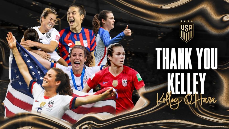 Graphic with pictures of Kelley O'Hara and text Thank You Kelley