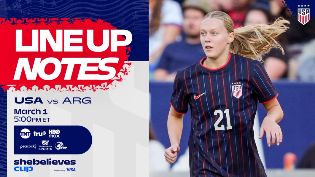 USWNT vs. Argentina: Starting XI & Lineup Notes on Sunday, March 1 in Nashville, Tennessee