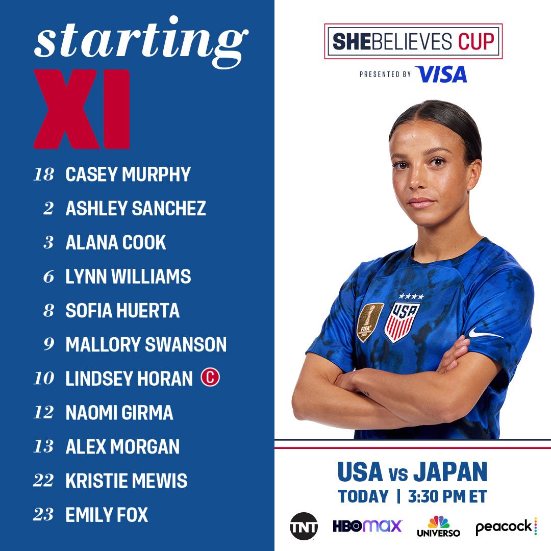 2023 SheBelieves Cup, presented by Visa: USA vs. Japan - Lineup, Schedule & TV Channels