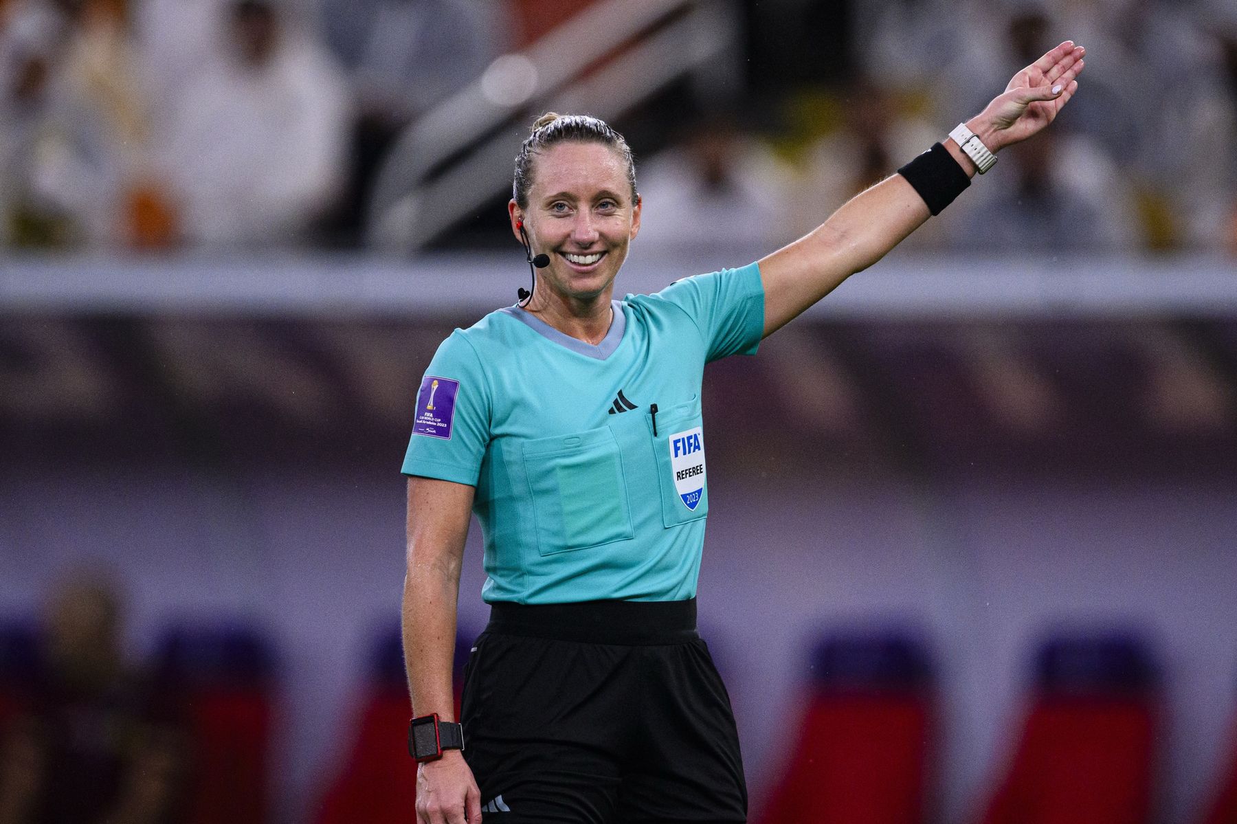 Referee signaling during a match