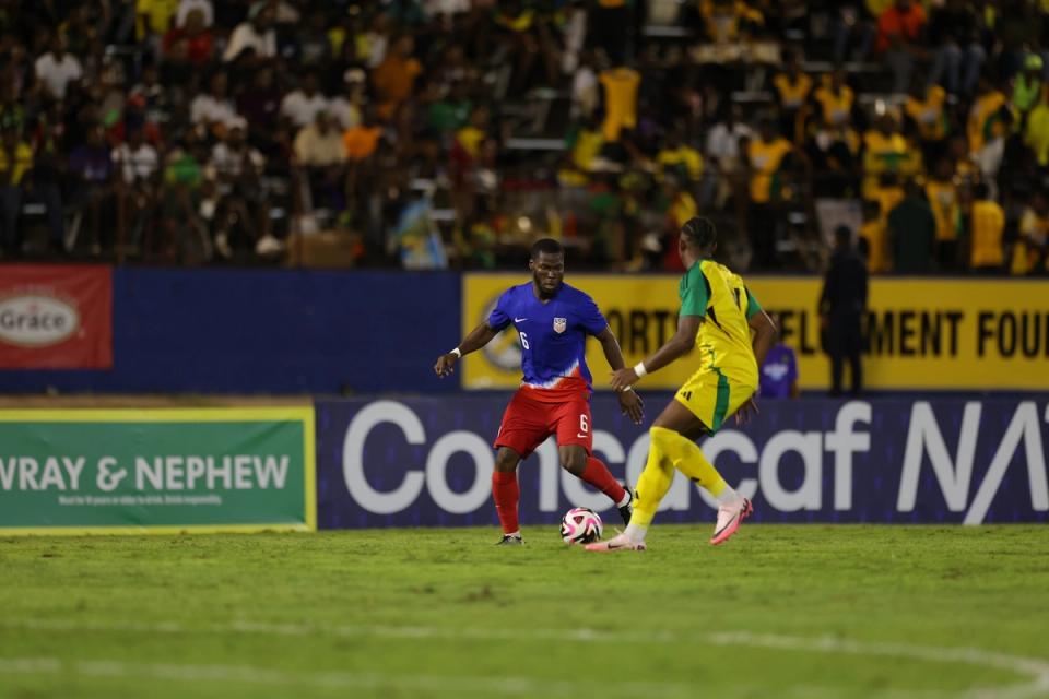 Yunus Musah dribbles the ball around a Jamaica defender​​​​‌﻿‍﻿​‍​‍‌‍﻿﻿‌﻿​‍‌‍‍‌‌‍‌﻿‌‍‍‌‌‍﻿‍​‍​‍​﻿‍‍​‍​‍‌﻿​﻿‌‍​‌‌‍﻿‍‌‍‍‌‌﻿‌​‌﻿‍‌​‍﻿‍‌‍‍‌‌‍﻿﻿​‍​‍​‍﻿​​‍​‍‌‍‍​‌﻿​‍‌‍‌‌‌‍‌‍​‍​‍​﻿‍‍​‍​‍‌‍‍​‌﻿‌​‌﻿‌​‌﻿​​‌﻿​﻿​﻿‍‍​‍﻿﻿​‍﻿﻿‌﻿‌‌‌﻿​﻿‌﻿​﻿‌‍‌‍​‍﻿‍‌﻿​﻿‌‍​‌‌‍﻿‍‌‍‍‌‌﻿‌​‌﻿‍‌​‍﻿‍‌﻿​﻿‌﻿‌​‌﻿‌‌‌‍‌​‌‍‍‌‌‍﻿﻿​‍﻿﻿‌‍‍‌‌‍﻿‍‌﻿‌​‌‍‌‌‌‍﻿‍‌﻿‌​​‍﻿﻿‌‍‌‌‌‍‌​‌‍‍‌‌﻿‌​​‍﻿﻿‌‍﻿‌‌‍﻿﻿‌‍‌​‌‍‌‌​﻿﻿‌‌﻿​​‌﻿​‍‌‍‌‌‌﻿​﻿‌‍‌‌‌‍﻿‍‌﻿‌​‌‍​‌‌﻿‌​‌‍‍‌‌‍﻿﻿‌‍﻿‍​﻿‍﻿‌‍‍‌‌‍‌​​﻿﻿‌​﻿‌﻿‌‍​‍‌‍‌‍​﻿‍​‌‍‌‌​﻿‍‌‌‍​‍​﻿‌‌​‍﻿‌‌‍​‍‌‍‌‍​﻿​﻿‌‍‌‍​‍﻿‌​﻿‌​‌‍‌​​﻿‌​​﻿‌‌​‍﻿‌‌‍​‌​﻿​​‌‍‌​​﻿​﻿​‍﻿‌‌‍​‍​﻿‍‌​﻿‌‍​﻿‍​​﻿‌​​﻿‌‌​﻿​‌​﻿‍​​﻿​‌​﻿‌﻿​﻿​﻿​﻿‌﻿​﻿‍﻿‌﻿‌​‌﻿‍‌‌﻿​​‌‍‌‌​﻿﻿‌‌﻿​﻿‌﻿‌​‌‍﻿﻿‌﻿​‍‌﻿‍‌​﻿‍﻿‌﻿​​‌‍​‌‌﻿‌​‌‍‍​​﻿﻿‌‌‍​﻿‌‍﻿﻿‌‍﻿‍‌﻿‌​‌‍‌‌‌‍﻿‍‌﻿‌​​‍‌‌​﻿‌‌‌​​‍‌‌﻿﻿‌‍‍﻿‌‍‌‌‌﻿‍‌​‍‌‌​﻿​﻿‌​‌​​‍‌‌​﻿​﻿‌​‌​​‍‌‌​﻿​‍​﻿​‍‌‍‌​‌‍‌‌​﻿‌​​﻿‍‌​﻿​​​﻿‌﻿‌‍​‍‌‍​‍‌‍​﻿‌‍‌‍​﻿‌​‌‍‌‍​‍‌‌​﻿​‍​﻿​‍​‍‌‌​﻿‌‌‌​‌​​‍﻿‍‌‍‍‌‌‍﻿‌‌‍​‌‌‍‌﻿‌‍‌‌‌​﻿‌‌‍﻿﻿‌‍​‍‌‍‍‌‌‍﻿​‌‍‌‌​‍﻿‍‌‍​‌‌‍﻿​‌﻿‌​​﻿﻿﻿‌‍​‍‌‍​‌‌﻿​﻿‌‍‌‌‌‌‌‌‌﻿​‍‌‍﻿​​﻿﻿‌‌‍‍​‌﻿‌​‌﻿‌​‌﻿​​‌﻿​﻿​‍‌‌​﻿​﻿‌​​‌​‍‌‌​﻿​‍‌​‌‍​‍‌‌​﻿​‍‌​‌‍‌﻿‌‌‌﻿​﻿‌﻿​﻿‌‍‌‍​‍﻿‍‌﻿​﻿‌‍​‌‌‍﻿‍‌‍‍‌‌﻿‌​‌﻿‍‌​‍﻿‍‌﻿​﻿‌﻿‌​‌﻿‌‌‌‍‌​‌‍‍‌‌‍﻿﻿​‍‌‍‌‍‍‌‌‍‌​​﻿﻿‌​﻿‌﻿‌‍​‍‌‍‌‍​﻿‍​‌‍‌‌​﻿‍‌‌‍​‍​﻿‌‌​‍﻿‌‌‍​‍‌‍‌‍​﻿​﻿‌‍‌‍​‍﻿‌​﻿‌​‌‍‌​​﻿‌​​﻿‌‌​‍﻿‌‌‍​‌​﻿​​‌‍‌​​﻿​﻿​‍﻿‌‌‍​‍​﻿‍‌​﻿‌‍​﻿‍​​﻿‌​​﻿‌‌​﻿​‌​﻿‍​​﻿​‌​﻿‌﻿​﻿​﻿​﻿‌﻿​‍‌‍‌﻿‌​‌﻿‍‌‌﻿​​‌‍‌‌​﻿﻿‌‌﻿​﻿‌﻿‌​‌‍﻿﻿‌﻿​‍‌﻿‍‌​‍‌‍‌﻿​​‌‍​‌‌﻿‌​‌‍‍​​﻿﻿‌‌‍​﻿‌‍﻿﻿‌‍﻿‍‌﻿‌​‌‍‌‌‌‍﻿‍‌﻿‌​​‍‌‌​﻿‌‌‌​​‍‌‌﻿﻿‌‍‍﻿‌‍‌‌‌﻿‍‌​‍‌‌​﻿​﻿‌​‌​​‍‌‌​﻿​﻿‌​‌​​‍‌‌​﻿​‍​﻿​‍‌‍‌​‌‍‌‌​﻿‌​​﻿‍‌​﻿​​​﻿‌﻿‌‍​‍‌‍​‍‌‍​﻿‌‍‌‍​﻿‌​‌‍‌‍​‍‌‌​﻿​‍​﻿​‍​‍‌‌​﻿‌‌‌​‌​​‍﻿‍‌‍‍‌‌‍﻿‌‌‍​‌‌‍‌﻿‌‍‌‌‌​﻿‌‌‍﻿﻿‌‍​‍‌‍‍‌‌‍﻿​‌‍‌‌​‍﻿‍‌‍​‌‌‍﻿​‌﻿‌​​‍​‍‌﻿﻿‌