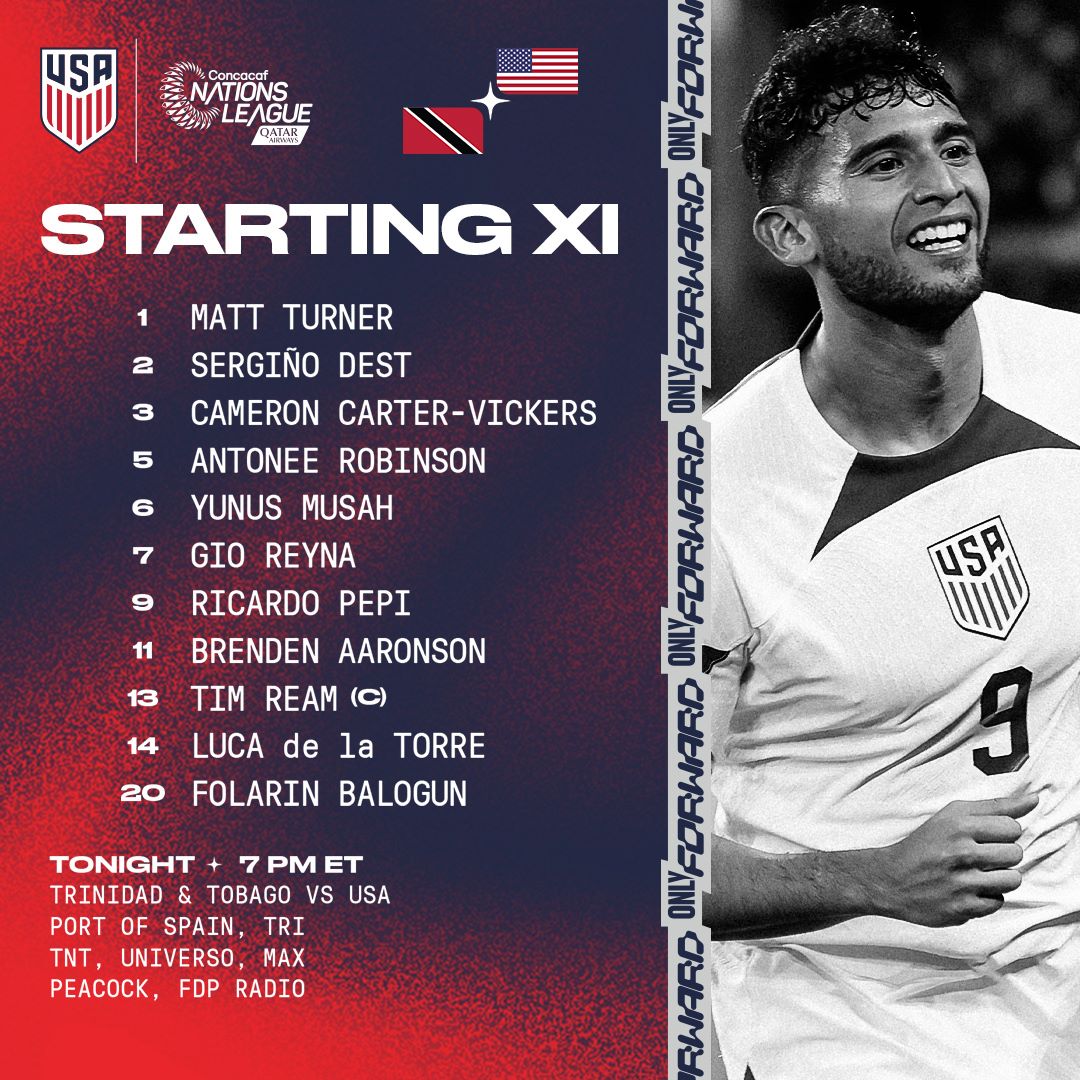 USMNT vs. Trinidad and Tobago: Starting XI & Lineup Notes