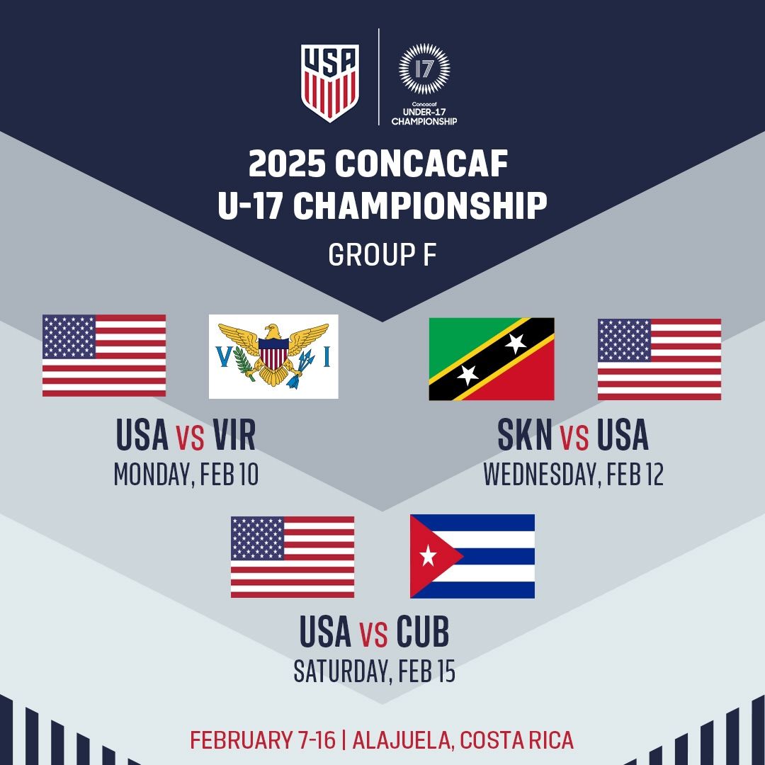 Schedule Confirmed for USA at 2025 Concacaf Under-17 Qualifiers