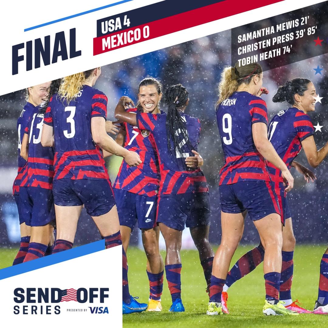 Send Off Series USWNT 4 Mexico 0 July 1st Match Report Stats