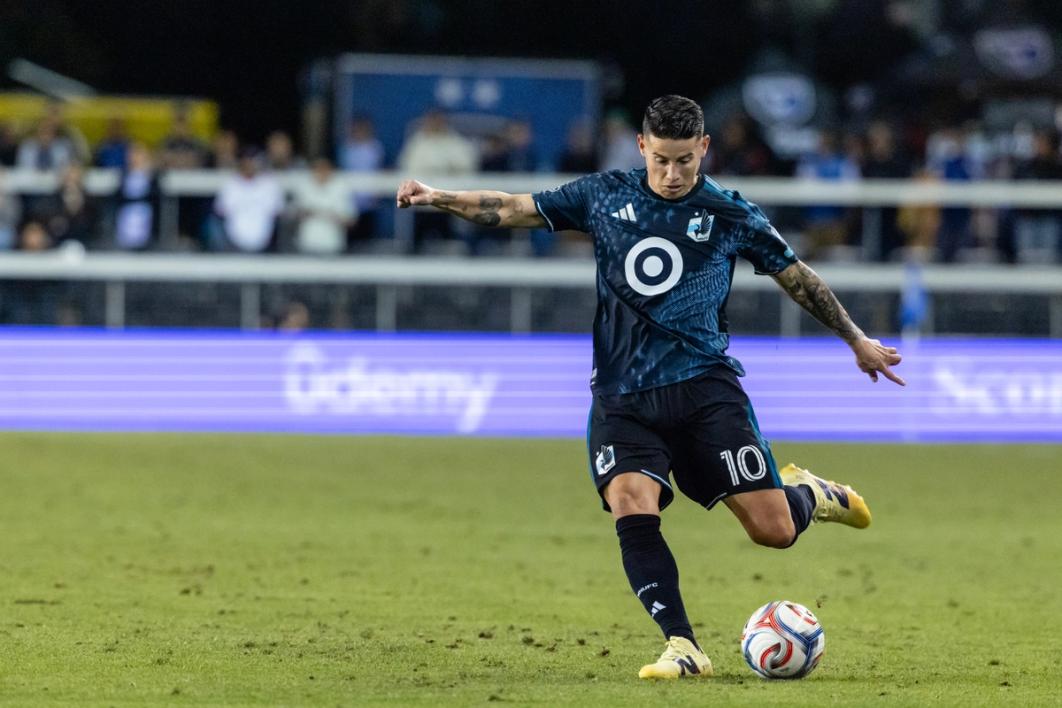 Minnesota United FC midfielder and Colombia international James Rodríguez in the U.S. Open Cup Round of 16 match against the San Jose Earthquakes on April 28, 2026 at PayPal Park in San Jose, Calif. (Photo by Matthew Huang/Icon Sportswire via Getty Images)