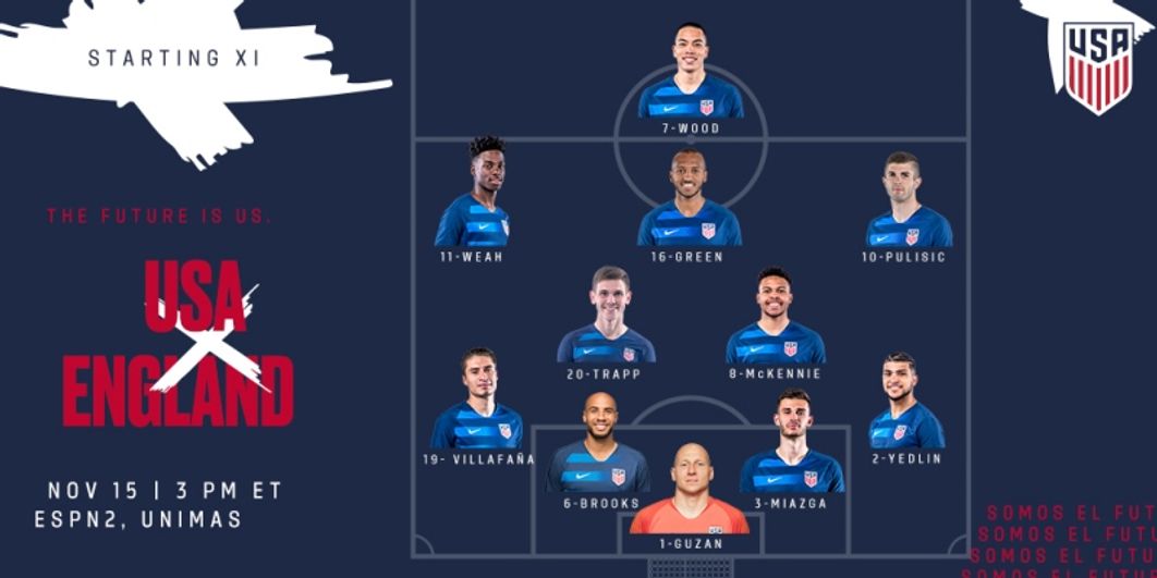 MNT vs. England Starting XI - 2018