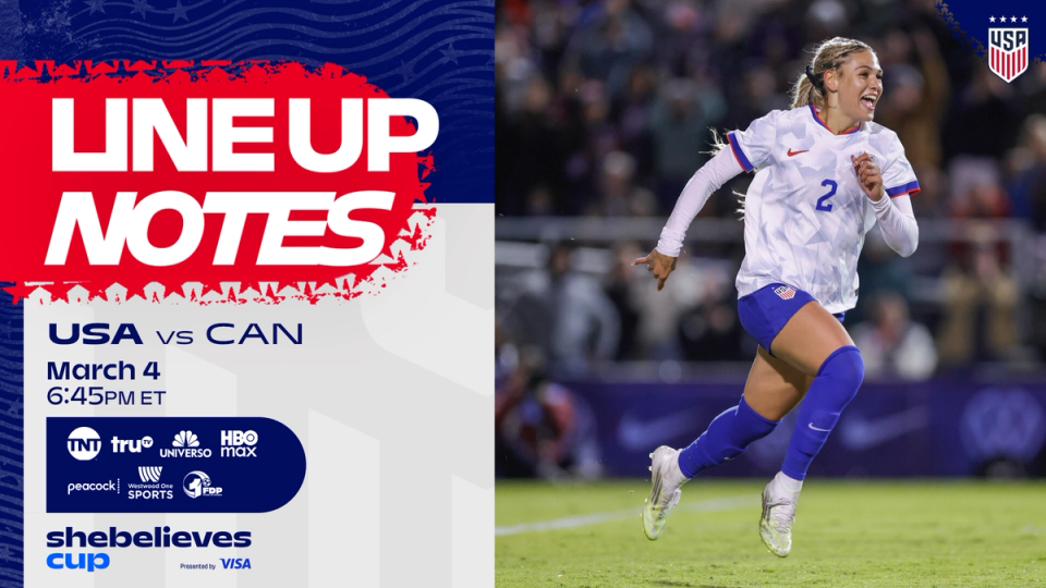 USWNT vs. Canada: Starting XI & Lineup Notes on Wednesday, March 4 in Columbus, Ohio
