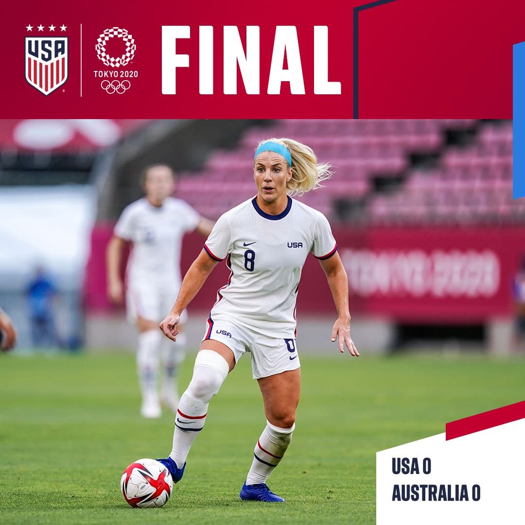 2020 Tokyo Olympics uswnt 0 vs Australia 0 Match Report Stats and group Standings