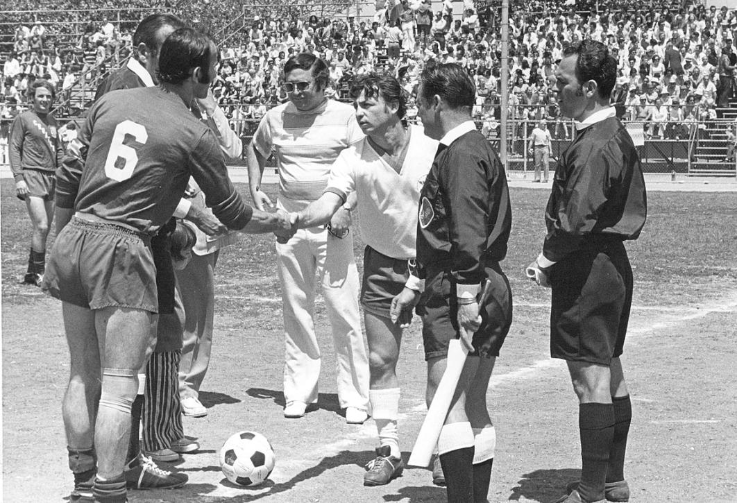 Pregame handshakes before the 1973 US Open Cup Semifinal