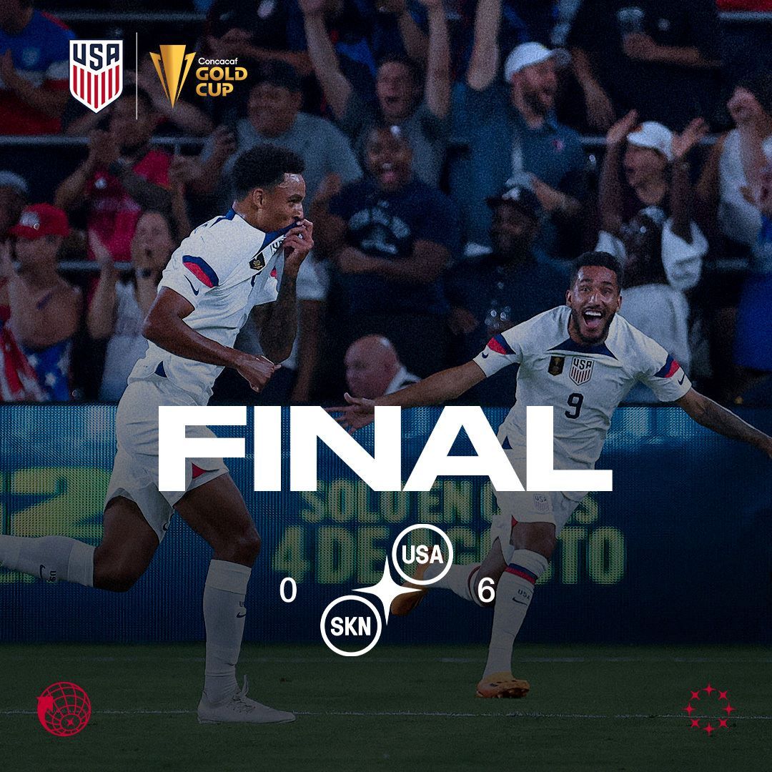 2023 Concacaf Gold Cup USMNT 6 St Kitts and Nevis 0 Match Report Stats Highlights Standings
