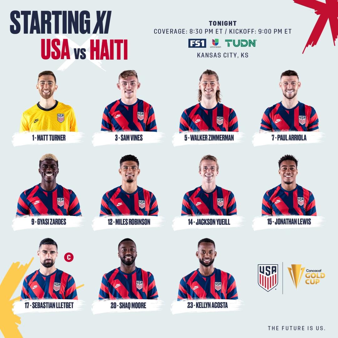 2021 Concacaf Gold Cup USA vs Haiti Starting XI Lineup Notes TV Channels Start Time