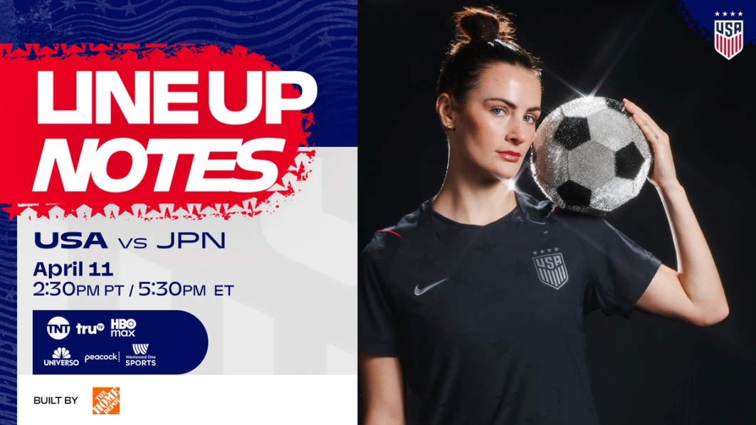 USWNT vs. Japan: Starting XI & Lineup Notes on Saturday, April 11 in San Jose, California