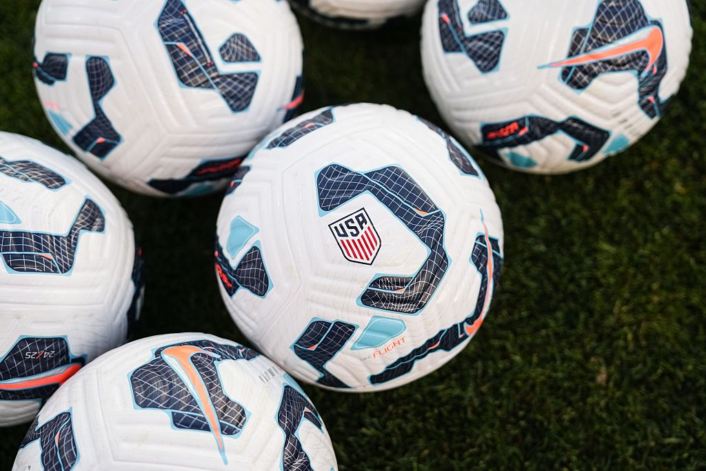 U.S. soccer balls on field