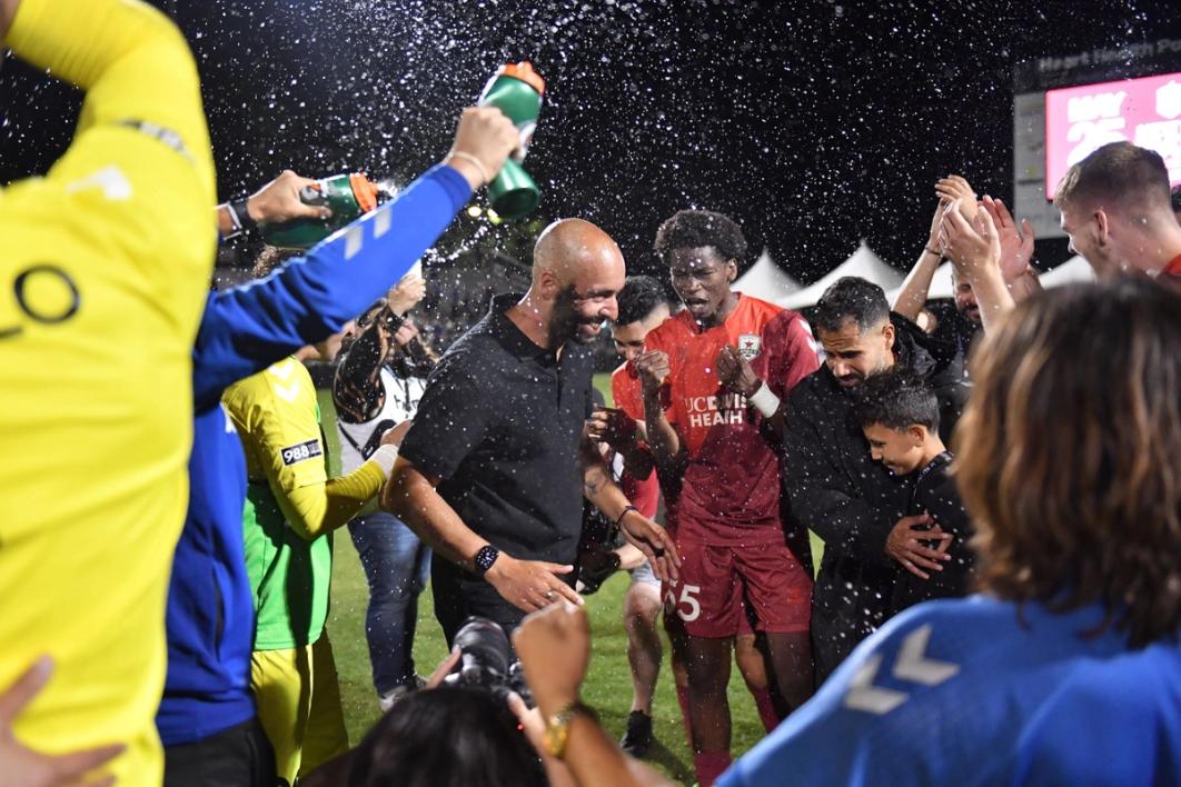 sacramento republic players celebrate and spray water