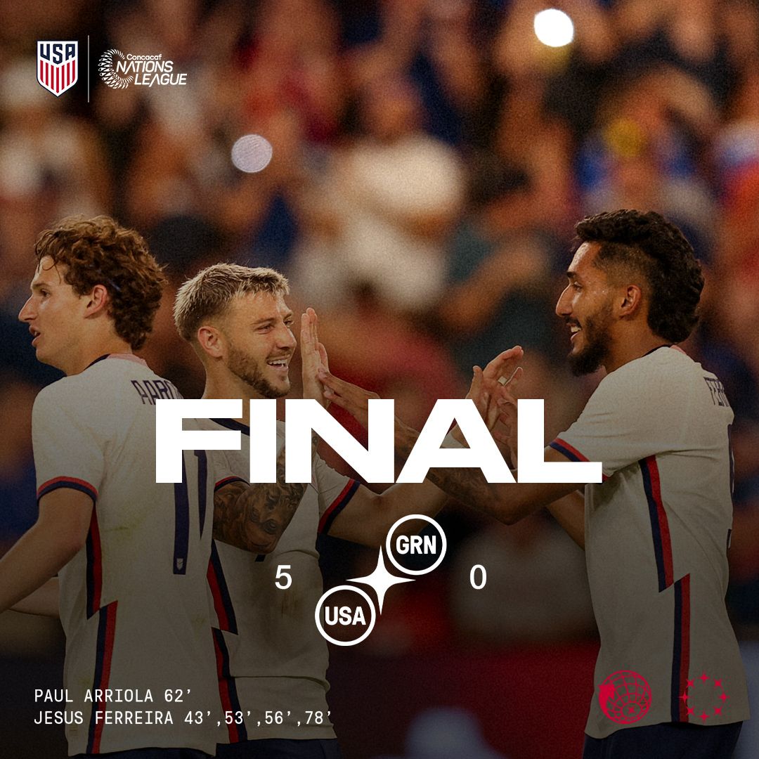 Four Goals From Jesús Ferreira Lift U.S. Men’s National Team To 5-0 Win Over Grenada In Concacaf Nations League Opener