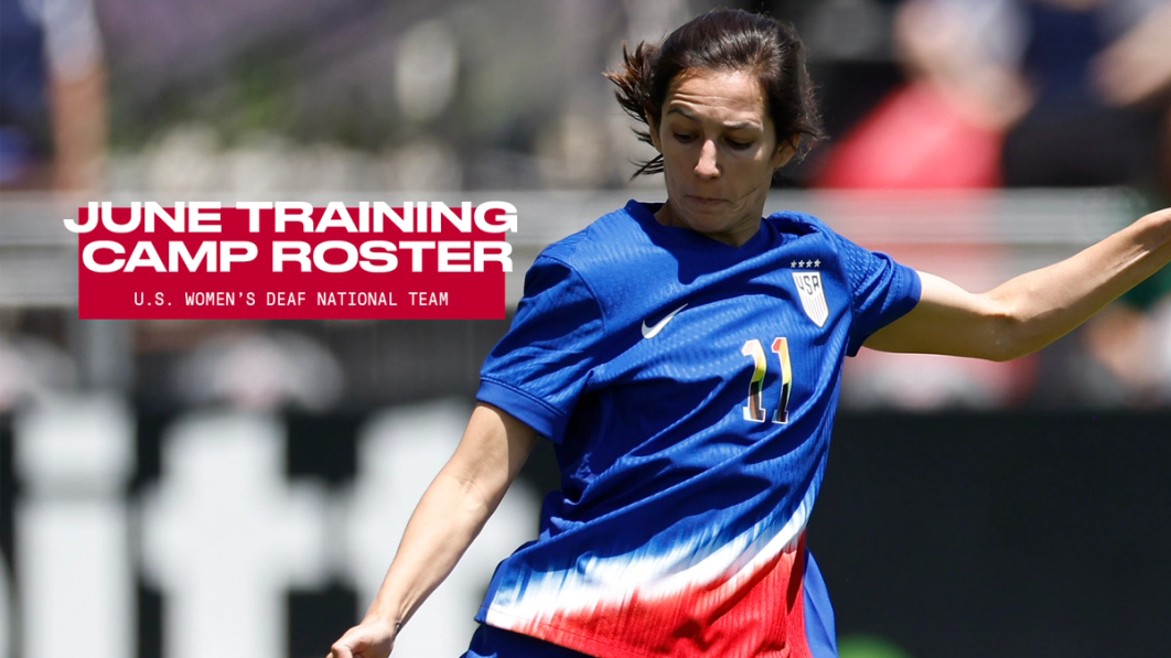 Deaf WNT player kicking ball