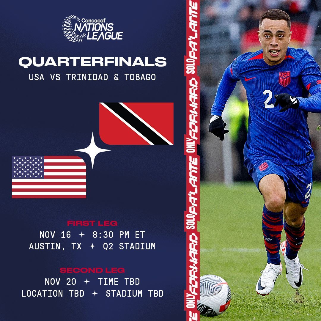 USMNT To Face Trinidad & Tobago In Critical Concacaf Nations League Quarterfinal In November
