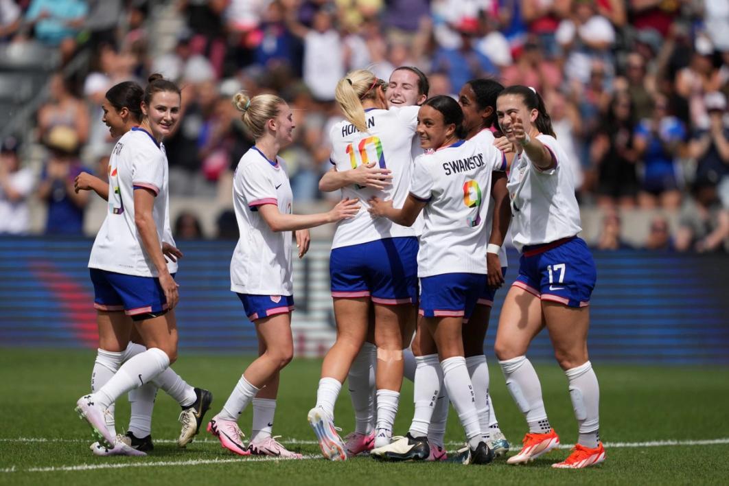 Eight USWNT players celebrate on field after a goal in white jerseys and blue shorts​​​​‌﻿‍﻿​‍​‍‌‍﻿﻿‌﻿​‍‌‍‍‌‌‍‌﻿‌‍‍‌‌‍﻿‍​‍​‍​﻿‍‍​‍​‍‌﻿​﻿‌‍​‌‌‍﻿‍‌‍‍‌‌﻿‌​‌﻿‍‌​‍﻿‍‌‍‍‌‌‍﻿﻿​‍​‍​‍﻿​​‍​‍‌‍‍​‌﻿​‍‌‍‌‌‌‍‌‍​‍​‍​﻿‍‍​‍​‍‌‍‍​‌﻿‌​‌﻿‌​‌﻿​​‌﻿​﻿​﻿‍‍​‍﻿﻿​‍﻿﻿‌﻿‌‌‌﻿​﻿‌﻿​﻿‌‍‌‍​‍﻿‍‌﻿​﻿‌‍​‌‌‍﻿‍‌‍‍‌‌﻿‌​‌﻿‍‌​‍﻿‍‌﻿​﻿‌﻿‌​‌﻿‌‌‌‍‌​‌‍‍‌‌‍﻿﻿​‍﻿﻿‌‍‍‌‌‍﻿‍‌﻿‌​‌‍‌‌‌‍﻿‍‌﻿‌​​‍﻿﻿‌‍‌‌‌‍‌​‌‍‍‌‌﻿‌​​‍﻿﻿‌‍﻿‌‌‍﻿﻿‌‍‌​‌‍‌‌​﻿﻿‌‌﻿​​‌﻿​‍‌‍‌‌‌﻿​﻿‌‍‌‌‌‍﻿‍‌﻿‌​‌‍​‌‌﻿‌​‌‍‍‌‌‍﻿﻿‌‍﻿‍​﻿‍﻿‌‍‍‌‌‍‌​​﻿﻿‌‌‍‌‍​﻿‍‌​﻿‌‍​﻿‌‌​﻿​‌​﻿‍‌​﻿‍​​﻿​‌​‍﻿‌‌‍​﻿​﻿‍‌​﻿‌﻿‌‍‌​​‍﻿‌​﻿‌​​﻿​​‌‍‌‍‌‍‌‍​‍﻿‌​﻿‍​​﻿​‌‌‍​‌‌‍‌​​‍﻿‌​﻿‌‌​﻿​﻿‌‍​﻿​﻿‌‌​﻿​‌‌‍​‍​﻿​‌​﻿‍​​﻿​﻿​﻿‌‍‌‍​‌​﻿‌‍​﻿‍﻿‌﻿‌​‌﻿‍‌‌﻿​​‌‍‌‌​﻿﻿‌‌﻿​﻿‌﻿‌​‌‍﻿﻿‌﻿​‍‌﻿‍‌​﻿‍﻿‌﻿​​‌‍​‌‌﻿‌​‌‍‍​​﻿﻿‌‌‍​﻿‌‍﻿﻿‌‍﻿‍‌﻿‌​‌‍‌‌‌‍﻿‍‌﻿‌​​‍‌‌​﻿‌‌‌​​‍‌‌﻿﻿‌‍‍﻿‌‍‌‌‌﻿‍‌​‍‌‌​﻿​﻿‌​‌​​‍‌‌​﻿​﻿‌​‌​​‍‌‌​﻿​‍​﻿​‍‌‍‌‌​﻿‌‌​﻿‌﻿​﻿​​‌‍‌​​﻿‌‍‌‍‌‌​﻿‌‍​﻿​﻿‌‍​‌‌‍‌‌​﻿‌﻿​‍‌‌​﻿​‍​﻿​‍​‍‌‌​﻿‌‌‌​‌​​‍﻿‍‌‍‍‌‌‍﻿‌‌‍​‌‌‍‌﻿‌‍‌‌‌​‌​‌‍‌‌‌﻿​﻿‌‍‍﻿‌﻿‌​‌‍﻿﻿‌﻿​​​‍﻿‍‌‍​‌‌‍﻿​‌﻿‌​​﻿﻿﻿‌‍​‍‌‍​‌‌﻿​﻿‌‍‌‌‌‌‌‌‌﻿​‍‌‍﻿​​﻿﻿‌‌‍‍​‌﻿‌​‌﻿‌​‌﻿​​‌﻿​﻿​‍‌‌​﻿​﻿‌​​‌​‍‌‌​﻿​‍‌​‌‍​‍‌‌​﻿​‍‌​‌‍‌﻿‌‌‌﻿​﻿‌﻿​﻿‌‍‌‍​‍﻿‍‌﻿​﻿‌‍​‌‌‍﻿‍‌‍‍‌‌﻿‌​‌﻿‍‌​‍﻿‍‌﻿​﻿‌﻿‌​‌﻿‌‌‌‍‌​‌‍‍‌‌‍﻿﻿​‍‌‍‌‍‍‌‌‍‌​​﻿﻿‌‌‍‌‍​﻿‍‌​﻿‌‍​﻿‌‌​﻿​‌​﻿‍‌​﻿‍​​﻿​‌​‍﻿‌‌‍​﻿​﻿‍‌​﻿‌﻿‌‍‌​​‍﻿‌​﻿‌​​﻿​​‌‍‌‍‌‍‌‍​‍﻿‌​﻿‍​​﻿​‌‌‍​‌‌‍‌​​‍﻿‌​﻿‌‌​﻿​﻿‌‍​﻿​﻿‌‌​﻿​‌‌‍​‍​﻿​‌​﻿‍​​﻿​﻿​﻿‌‍‌‍​‌​﻿‌‍​‍‌‍‌﻿‌​‌﻿‍‌‌﻿​​‌‍‌‌​﻿﻿‌‌﻿​﻿‌﻿‌​‌‍﻿﻿‌﻿​‍‌﻿‍‌​‍‌‍‌﻿​​‌‍​‌‌﻿‌​‌‍‍​​﻿﻿‌‌‍​﻿‌‍﻿﻿‌‍﻿‍‌﻿‌​‌‍‌‌‌‍﻿‍‌﻿‌​​‍‌‌​﻿‌‌‌​​‍‌‌﻿﻿‌‍‍﻿‌‍‌‌‌﻿‍‌​‍‌‌​﻿​﻿‌​‌​​‍‌‌​﻿​﻿‌​‌​​‍‌‌​﻿​‍​﻿​‍‌‍‌‌​﻿‌‌​﻿‌﻿​﻿​​‌‍‌​​﻿‌‍‌‍‌‌​﻿‌‍​﻿​﻿‌‍​‌‌‍‌‌​﻿‌﻿​‍‌‌​﻿​‍​﻿​‍​‍‌‌​﻿‌‌‌​‌​​‍﻿‍‌‍‍‌‌‍﻿‌‌‍​‌‌‍‌﻿‌‍‌‌‌​‌​‌‍‌‌‌﻿​﻿‌‍‍﻿‌﻿‌​‌‍﻿﻿‌﻿​​​‍﻿‍‌‍​‌‌‍﻿​‌﻿‌​​‍‌‍‌‍‍‌‌﻿​﻿‌​‌​‌﻿​‍‌‍​‌‌‍‌‍‌﻿‌​​﻿﻿‌​‍​‍‌﻿﻿‌