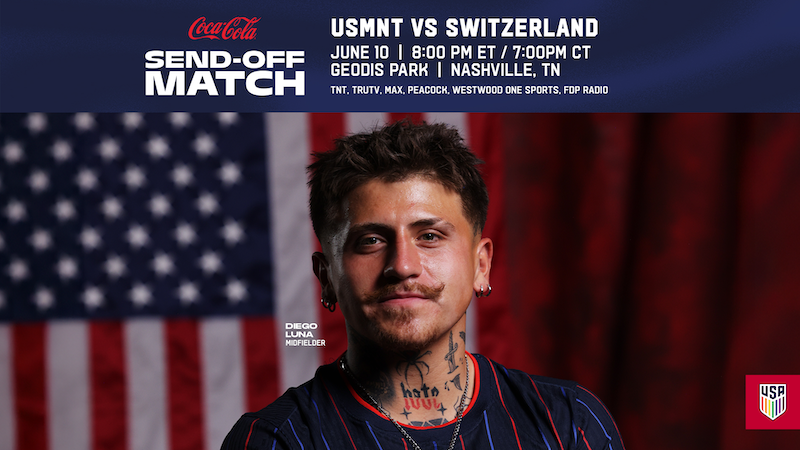 photo Diego Luna text coca-cola send off match usmnt vs. switzerland