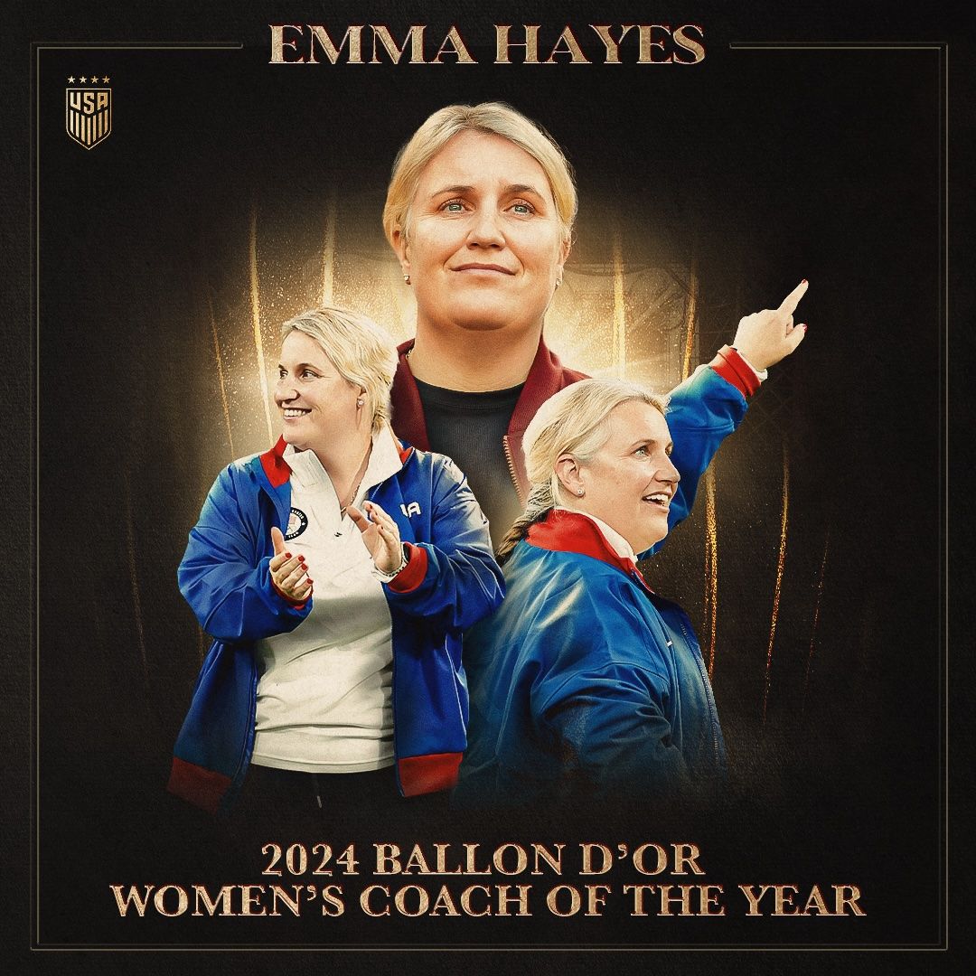 U.S. Women’s National Team Head Coach Emma Hayes Wins 2024 Ballon D’or for Women’s Soccer Coaches