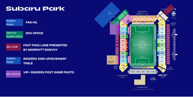 Matchday map of Subaru Park area
