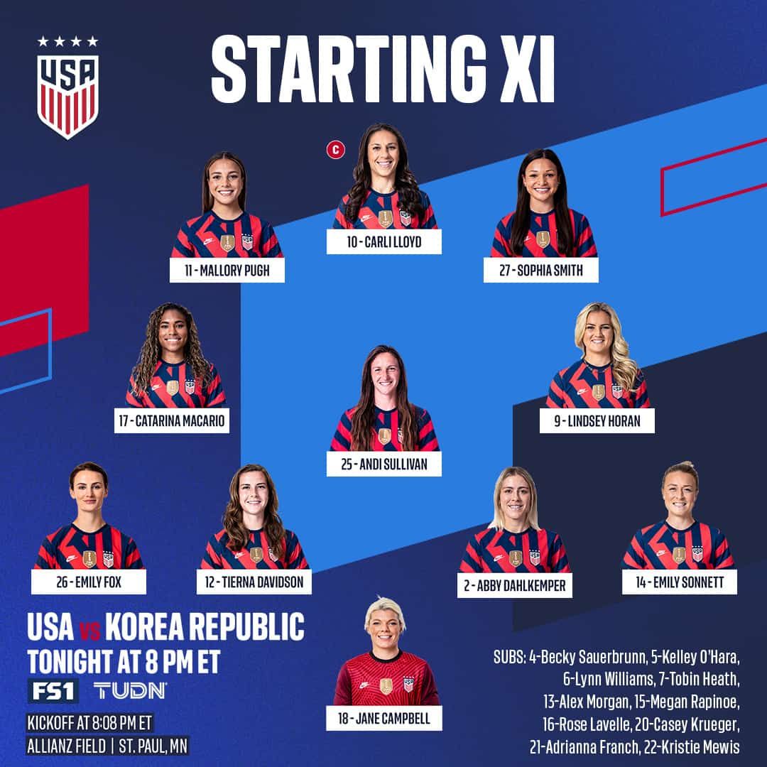 international friendly uswnt vs Korea Republic oct 26 Starting XI Lineup TV Channels Start Time