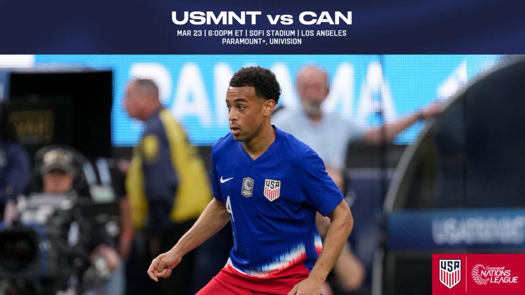 Photo of Tyler Adams text USMNT vs Canada