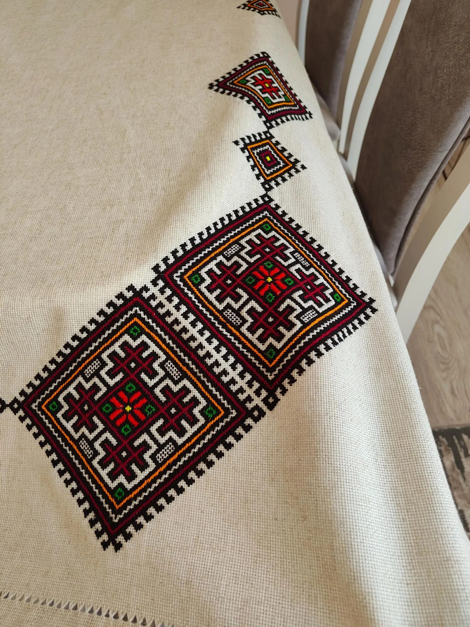 Лляна скатертина «Безконечник» з мережкою — фото 5