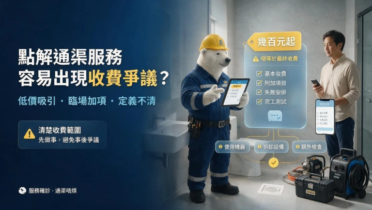 香港住戶在通渠工程開始前與師傅確認服務範圍及書面報價