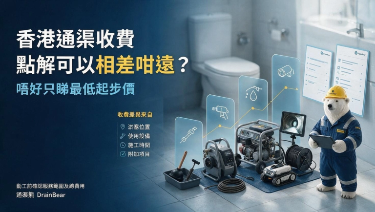 DrainBear通渠師傅在香港住宅檢查淤塞渠道及評估通渠方法