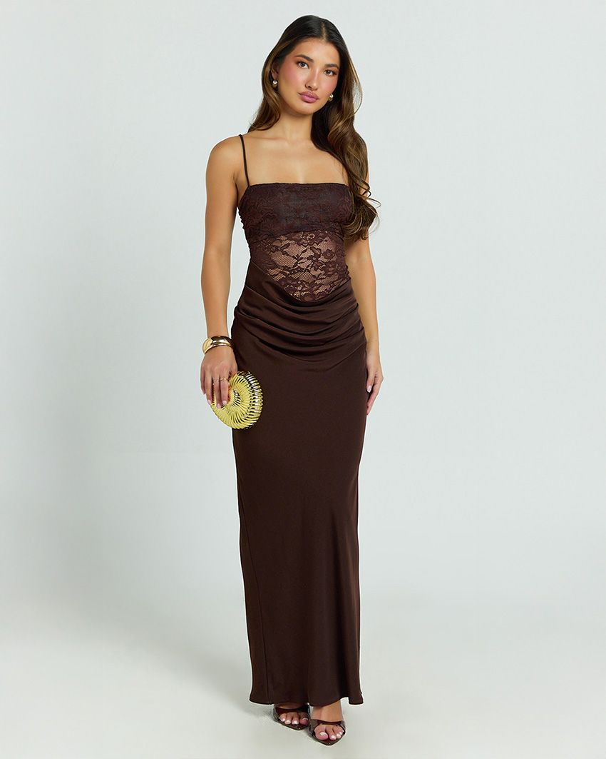 Dixie Midi Dress - Linen Look One Shoulder Ruffle Dress in Orange