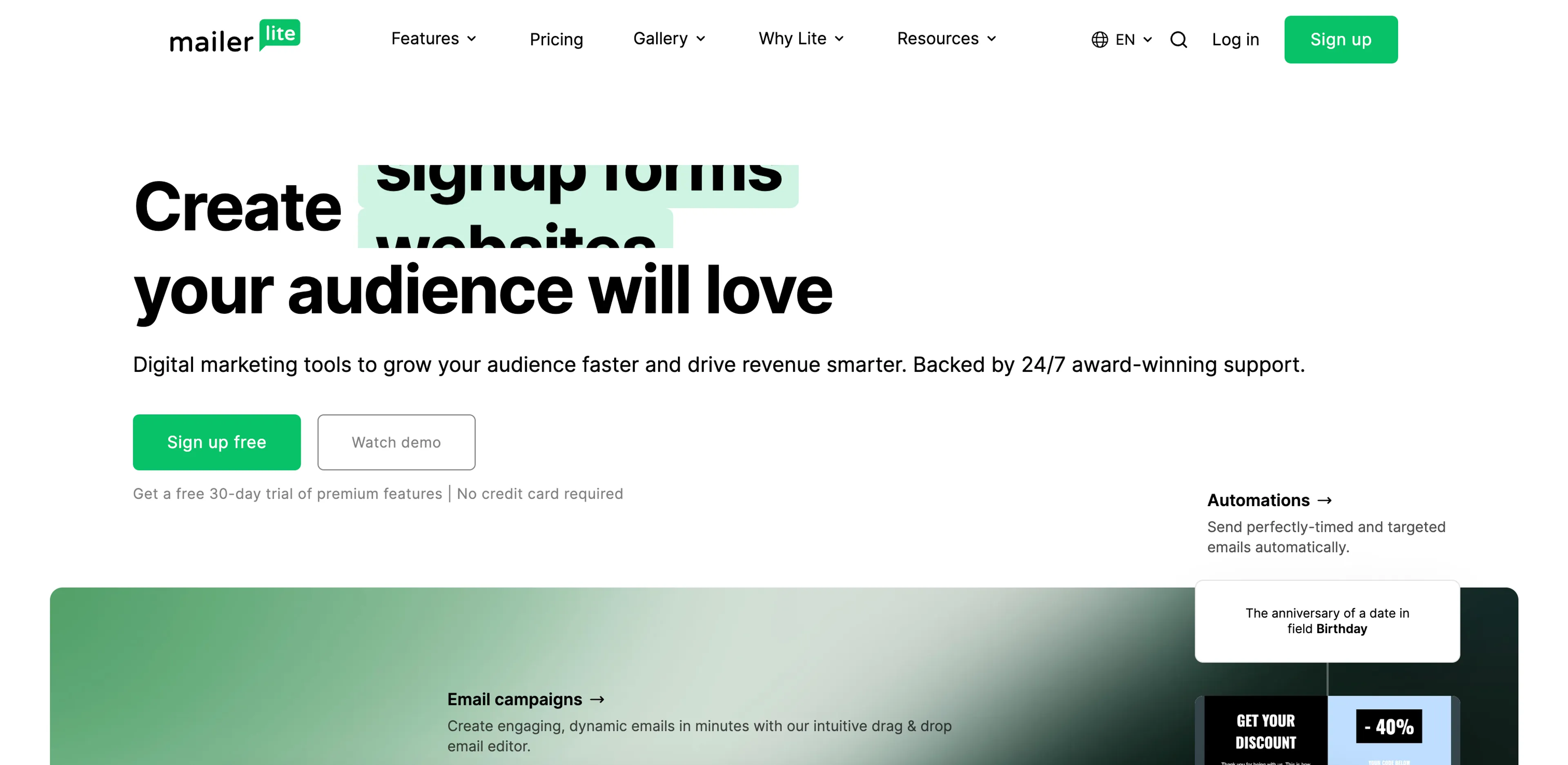 MailterLite Website